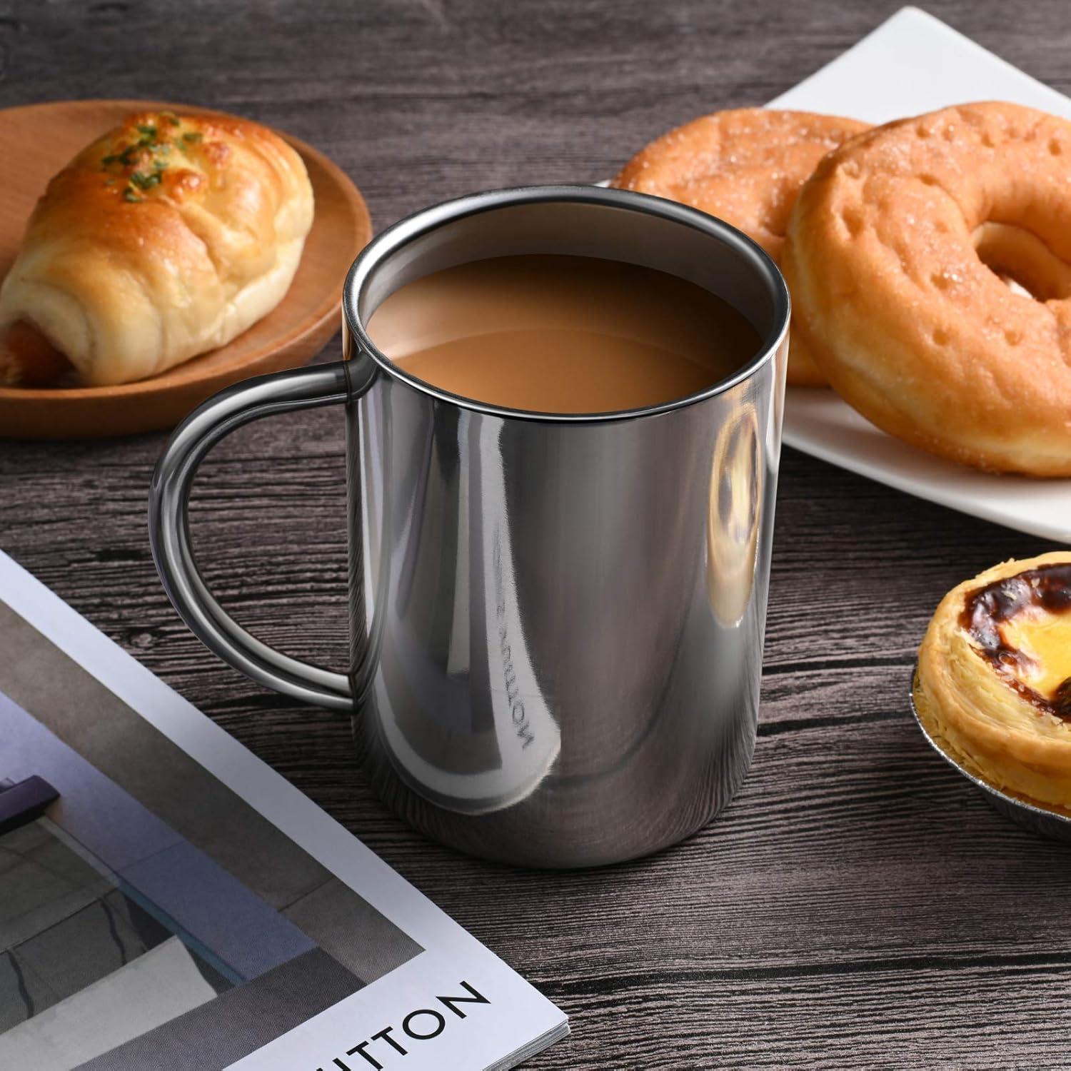 2 Packs 400ml Stainless Steel Double Wall Mug,Travel Camping Mug,Suitable for Coffee, Milk,Juice,Tea and other Cold or Hot Drinks