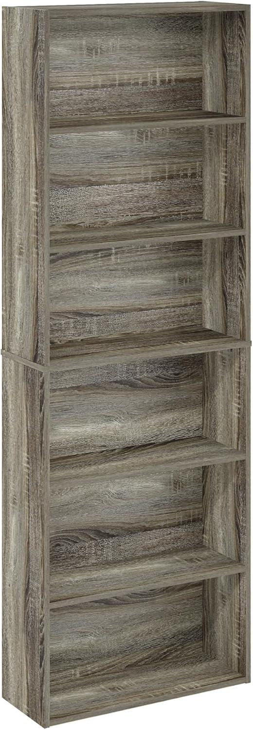 Furinno JAYA Simply Home Free Standing Adjustable 6-Tier Open Storage Bookcase, French Oak