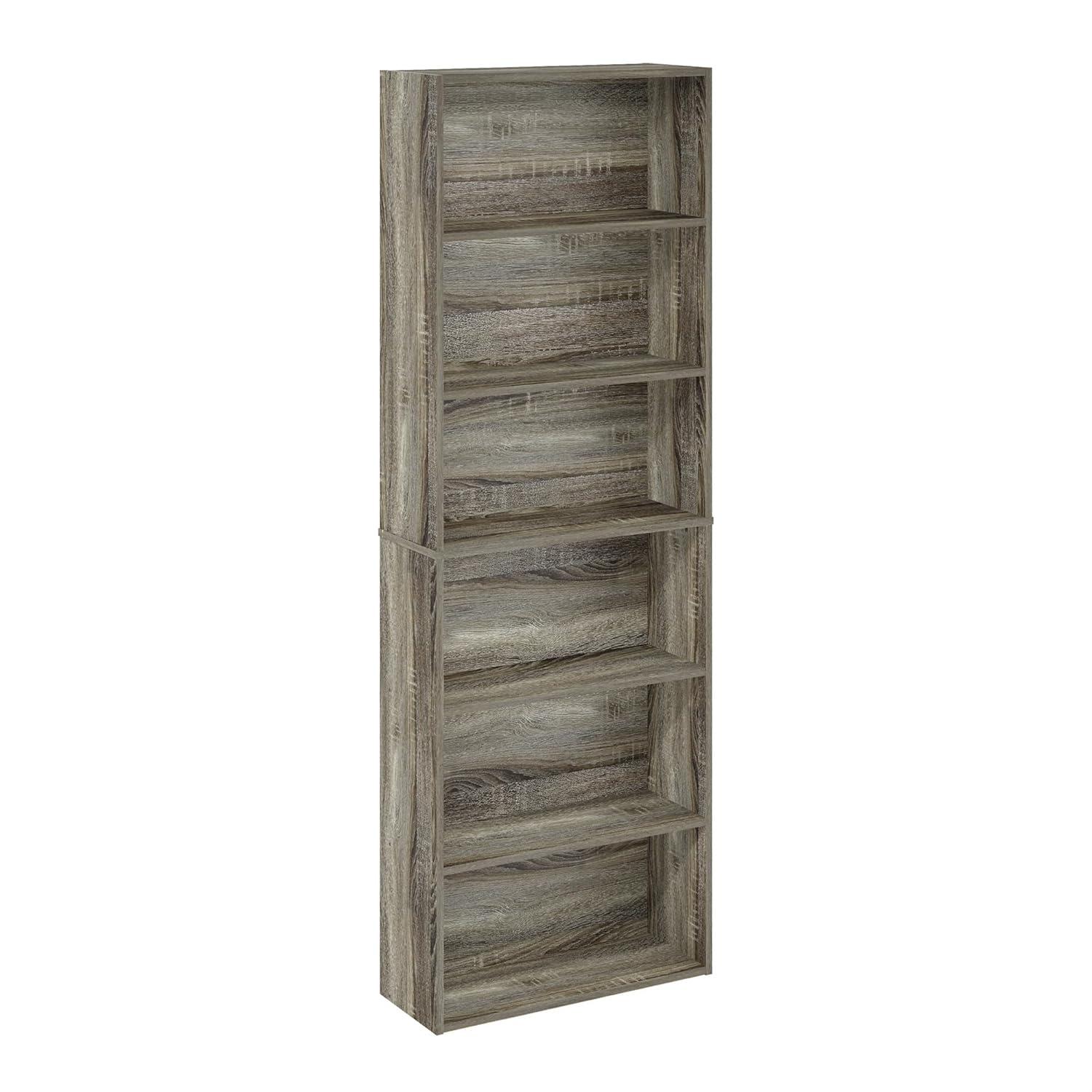 Furinno JAYA Simply Home Free Standing Adjustable 6-Tier Open Storage Bookcase, French Oak