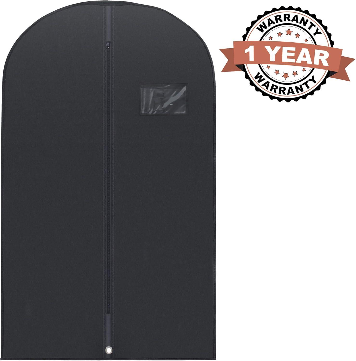 PLX 40" Black Garment Bags Suit Bag for Travel & Clothing Storage of Dresses, Shirts, Fur Coats, Jackets & Costumes - Hanging Closet Garment Protector