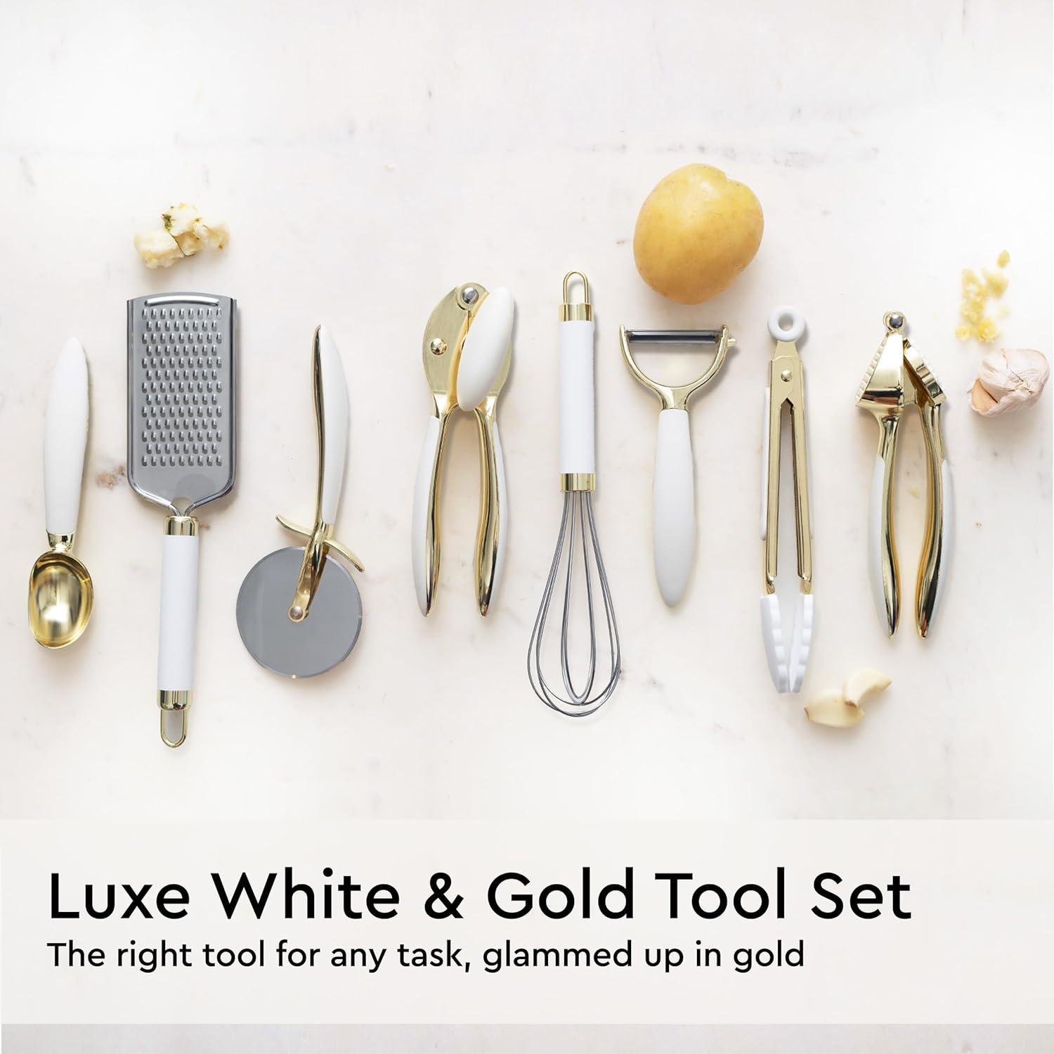 23-Piece White and Gold Silicone Kitchen Utensils Set