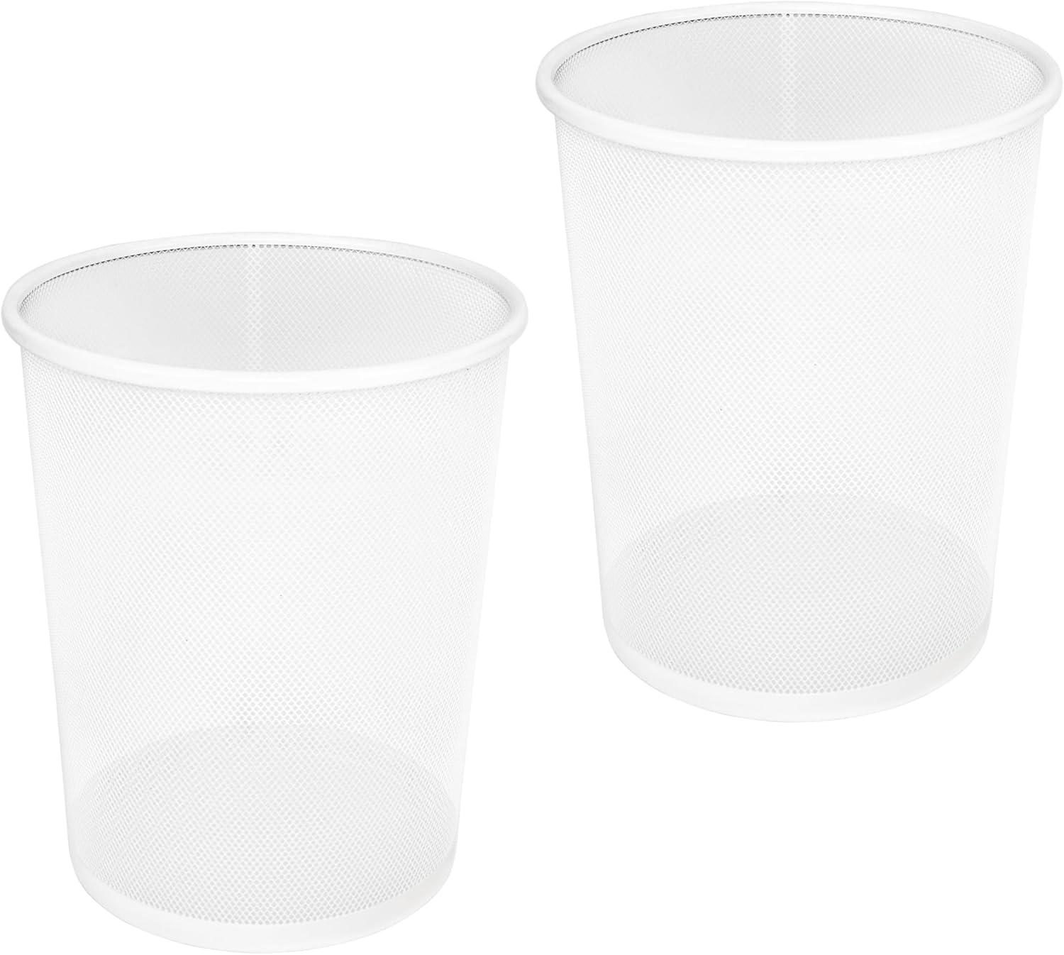 Seville Classics 2-pack Mesh Wastebasket Recycling Bin, 6 gal, 12" diameter top x 14" H, White