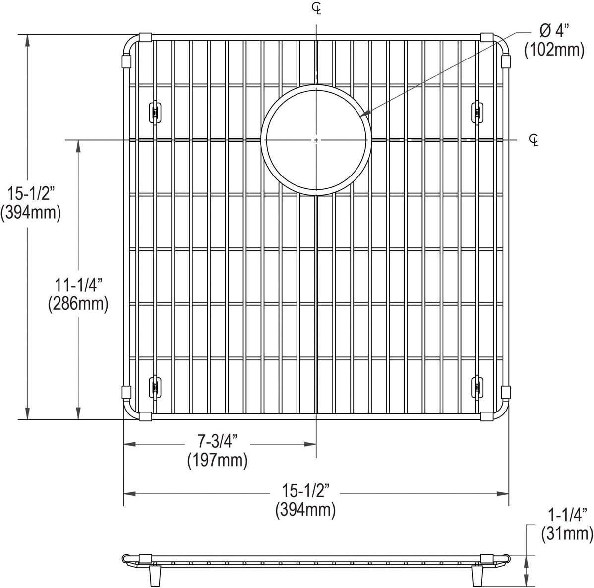 Elkay Crosstown Stainless Steel 15.5" x 15.5" Sink Bottom Grid