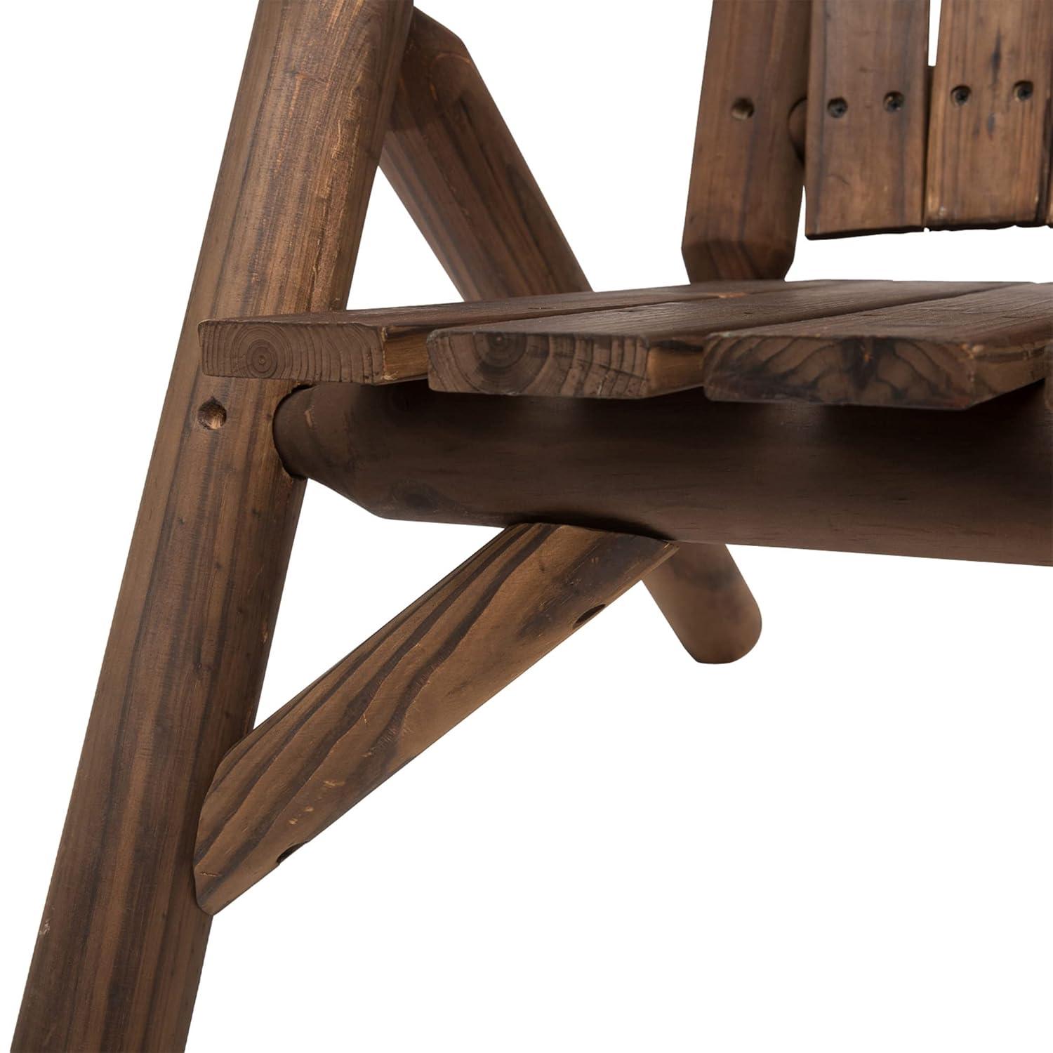 Outsunny Outdoor Wood Adirondack Bench Chair with Center Table, Brown