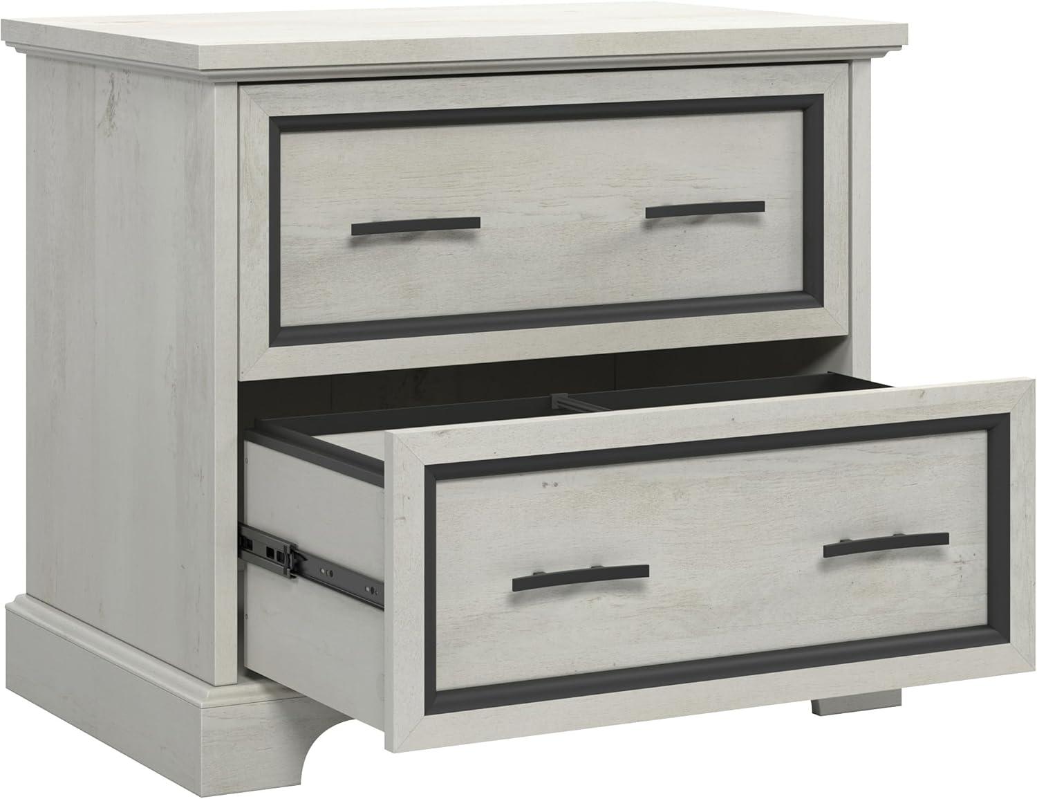 Sauder Carolina Grove 2 Drawer Lateral File Cabinet Winter Oak: Traditional Style, MDF, Metal Hardware, Laminate Surface