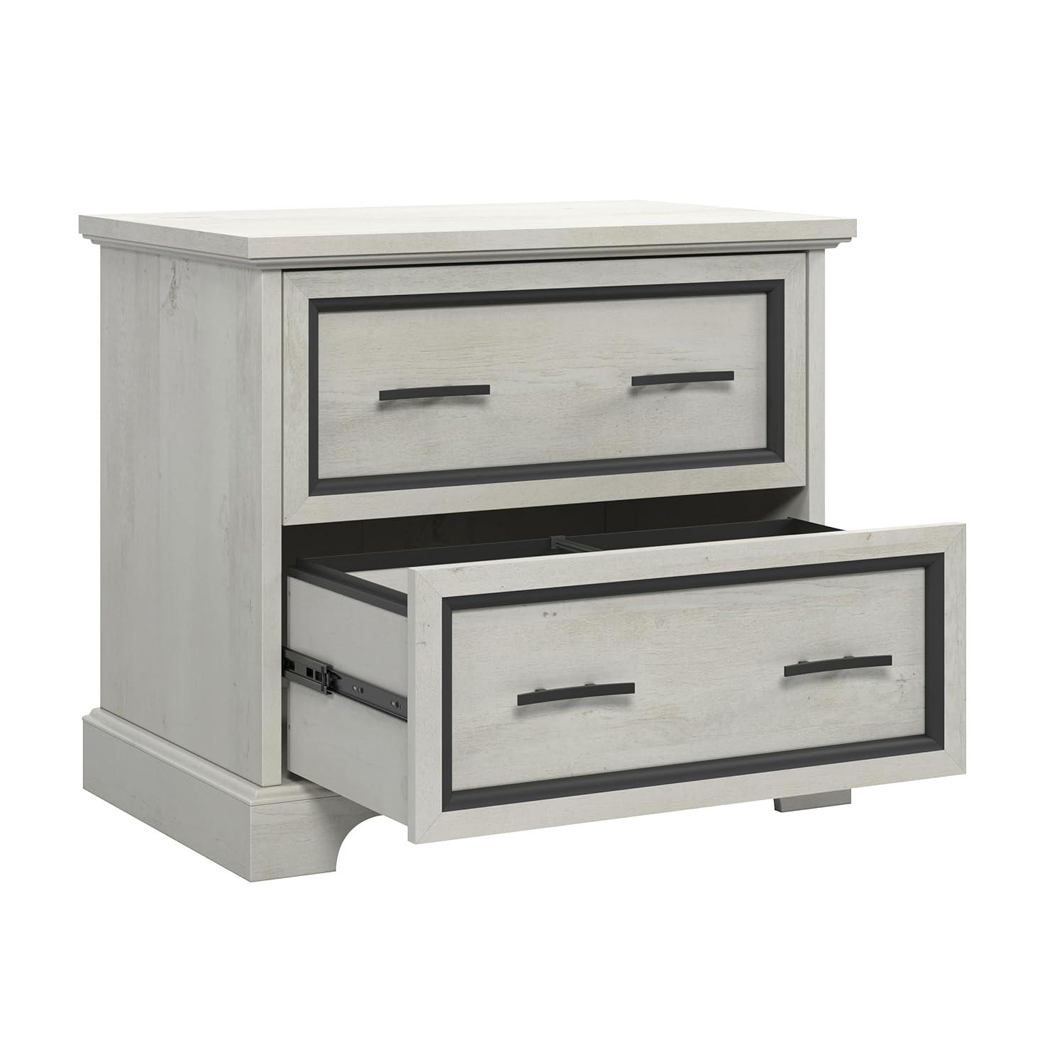 Sauder Carolina Grove 2 Drawer Lateral File Cabinet Winter Oak: Traditional Style, MDF, Metal Hardware, Laminate Surface