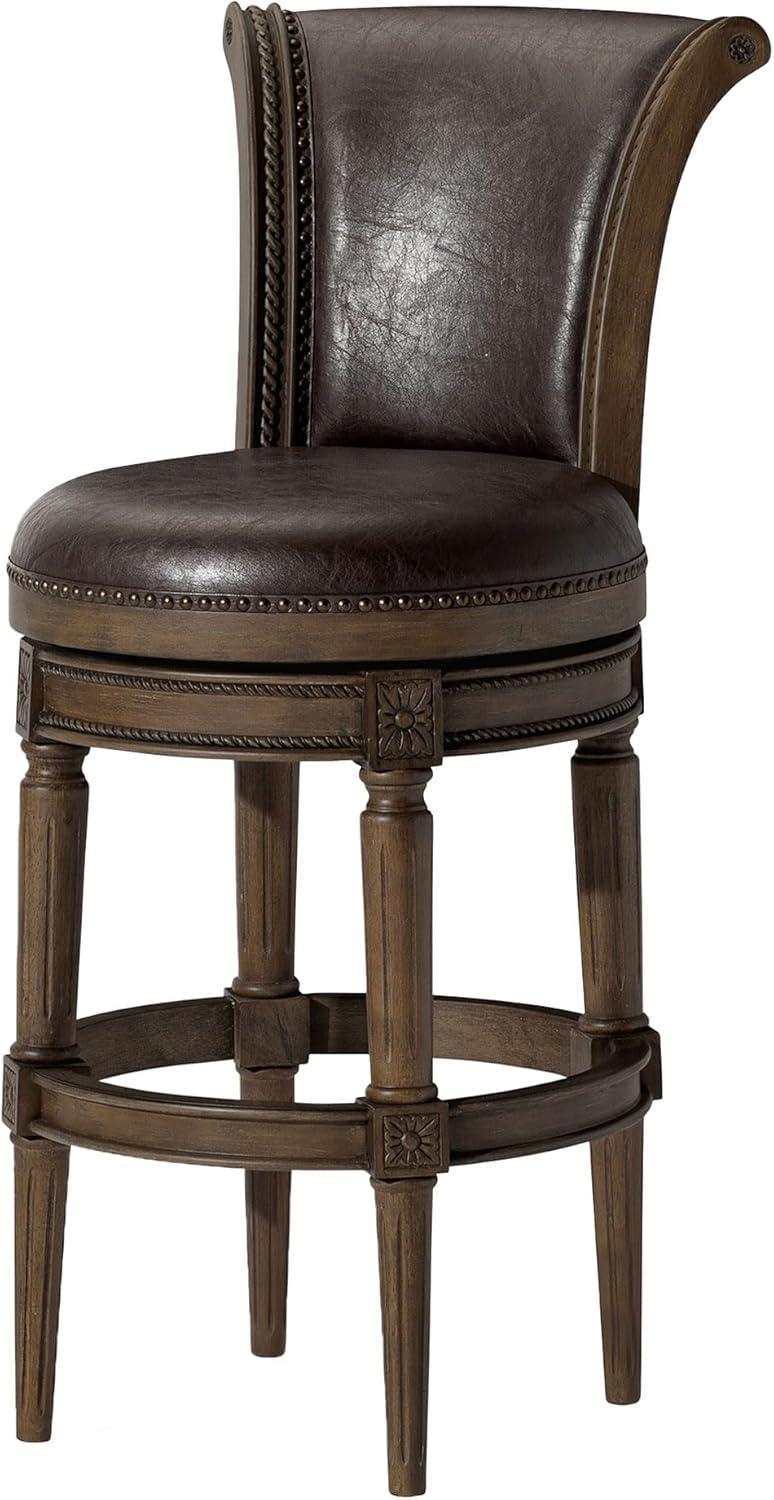 Maven Lane Pullman Counter Stool in Reclaimed Oak Finish w/ Ronan Stone Vegan Leather