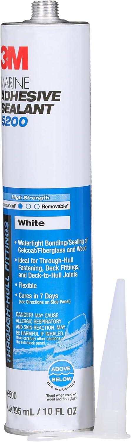 3M Marine Adhesive Sealant 5200,, White, 295 mL, 1 Cartridge, Watertight Bonging/Sealing of Gelcoat