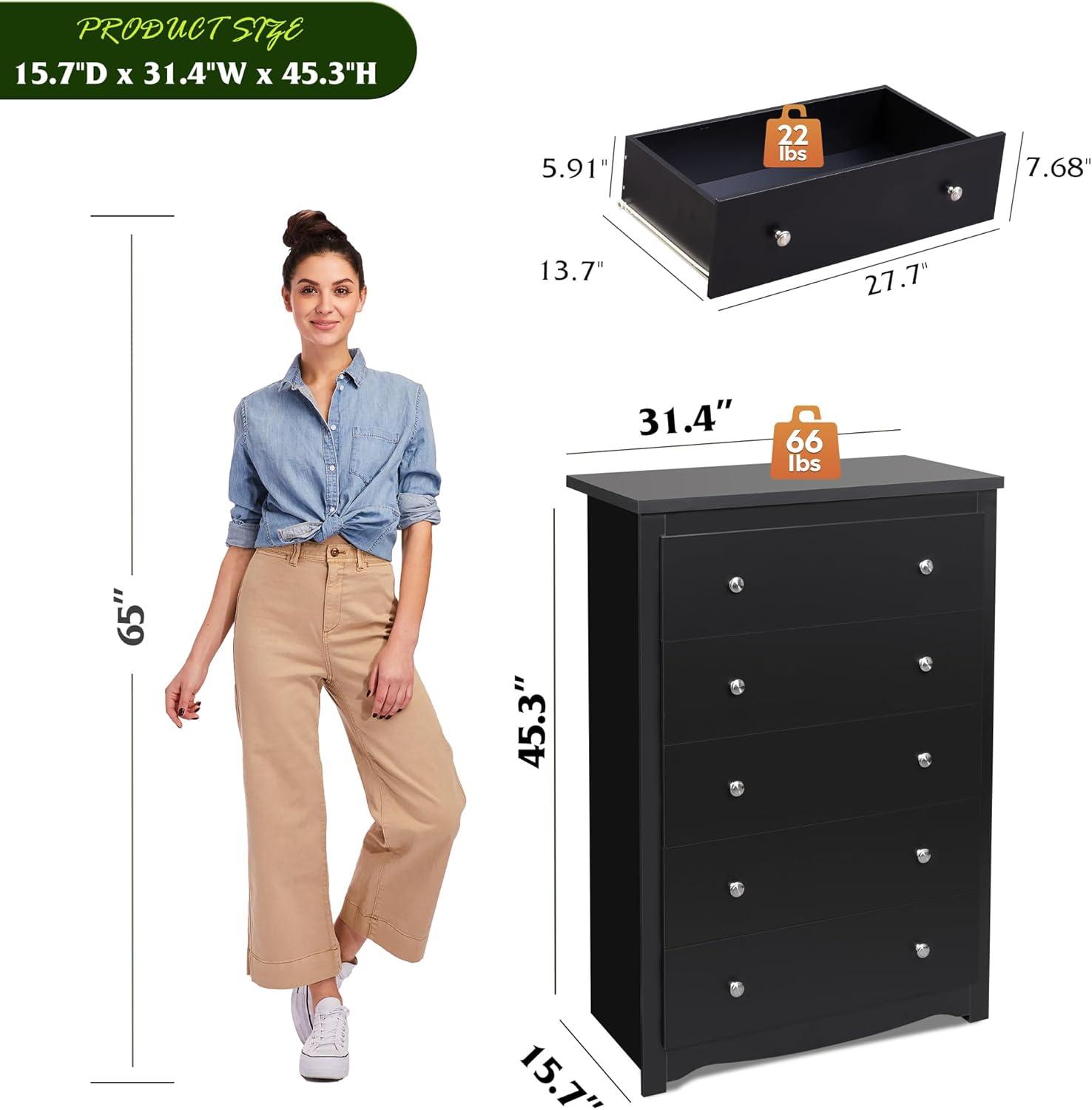 Vito 5-Drawer Chest Dresser