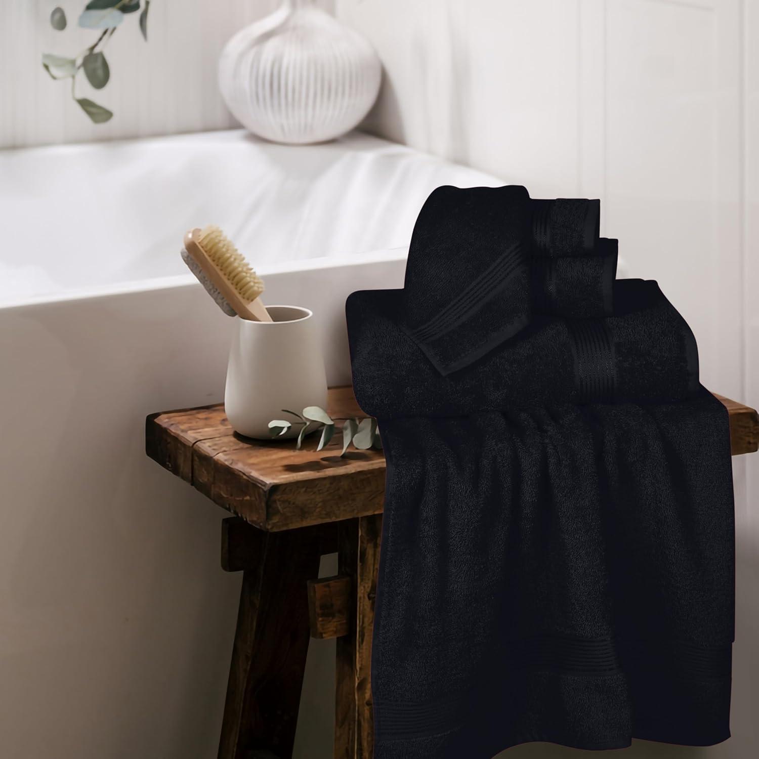 Oversized Black Cotton Bath Towel Set