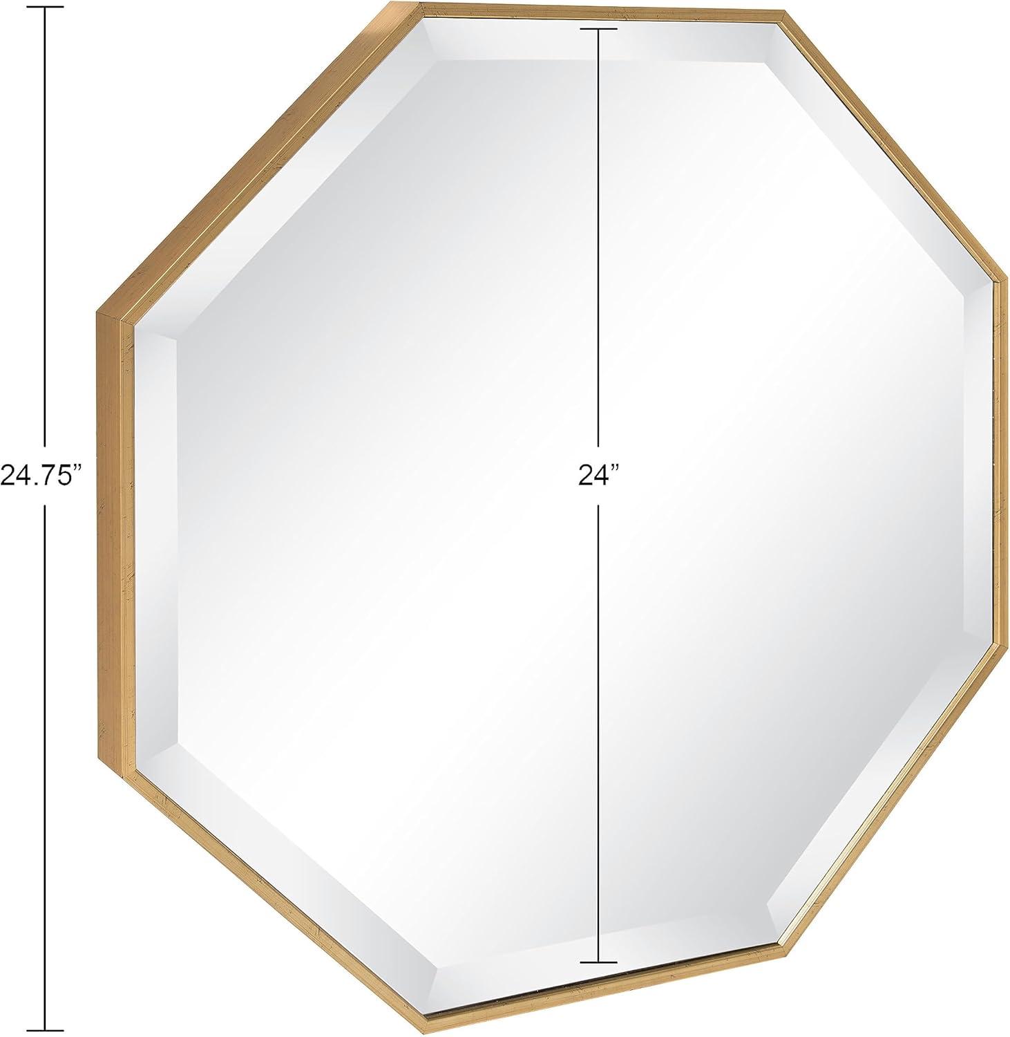 Kate and Laurel Rhodes Modern Octagon Wall Mirror, Gold 25x25 Inches