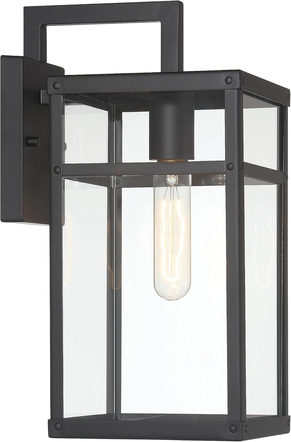 Robert Stevenson Lighting Blake Modern Metal and Clear Glass Paneled Wall Mounted Outdoor Light Black: ETL Listed, 1-Light Sconce, No Switch