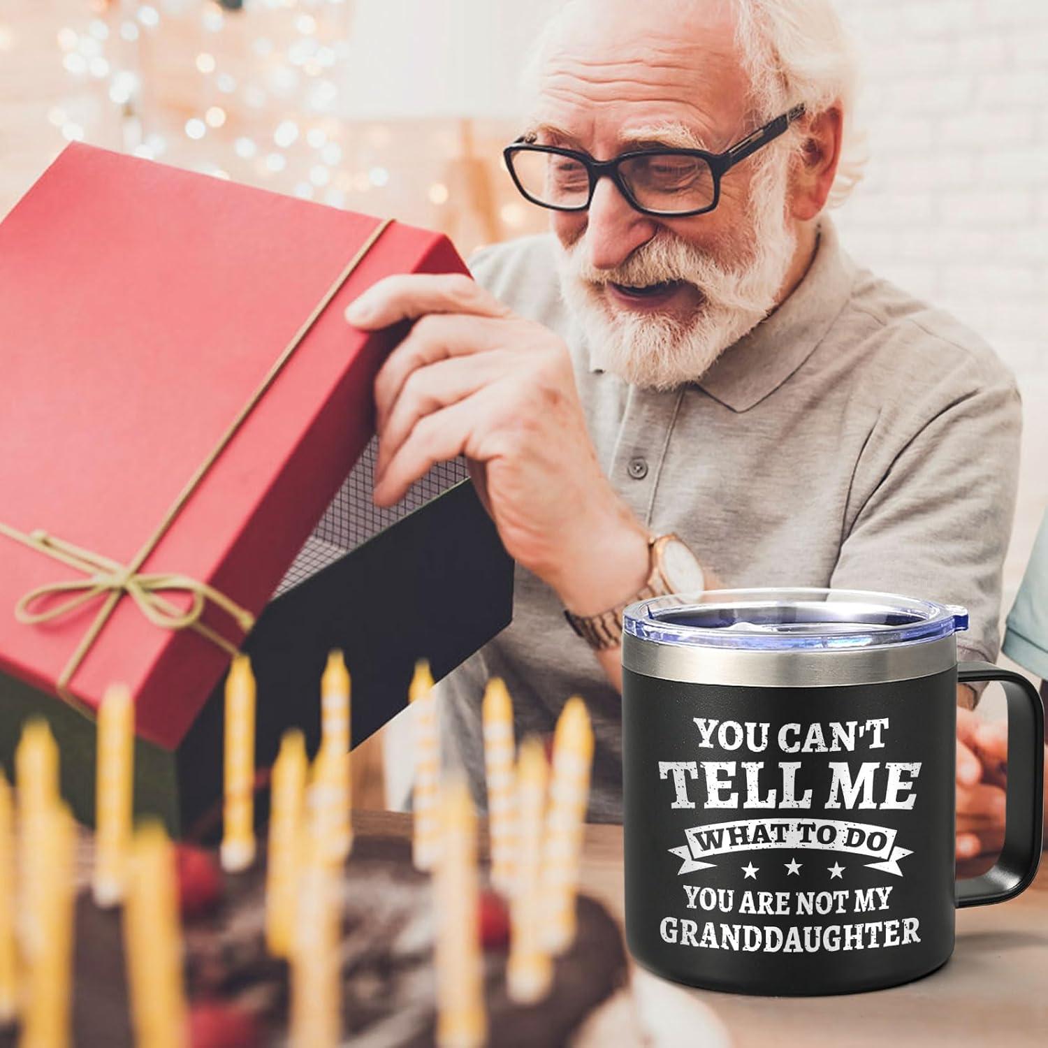 Best Grandpa Gifts for Christmas - 14Oz Grandpa Mug (Black) - You Are Not My Granddaughter -