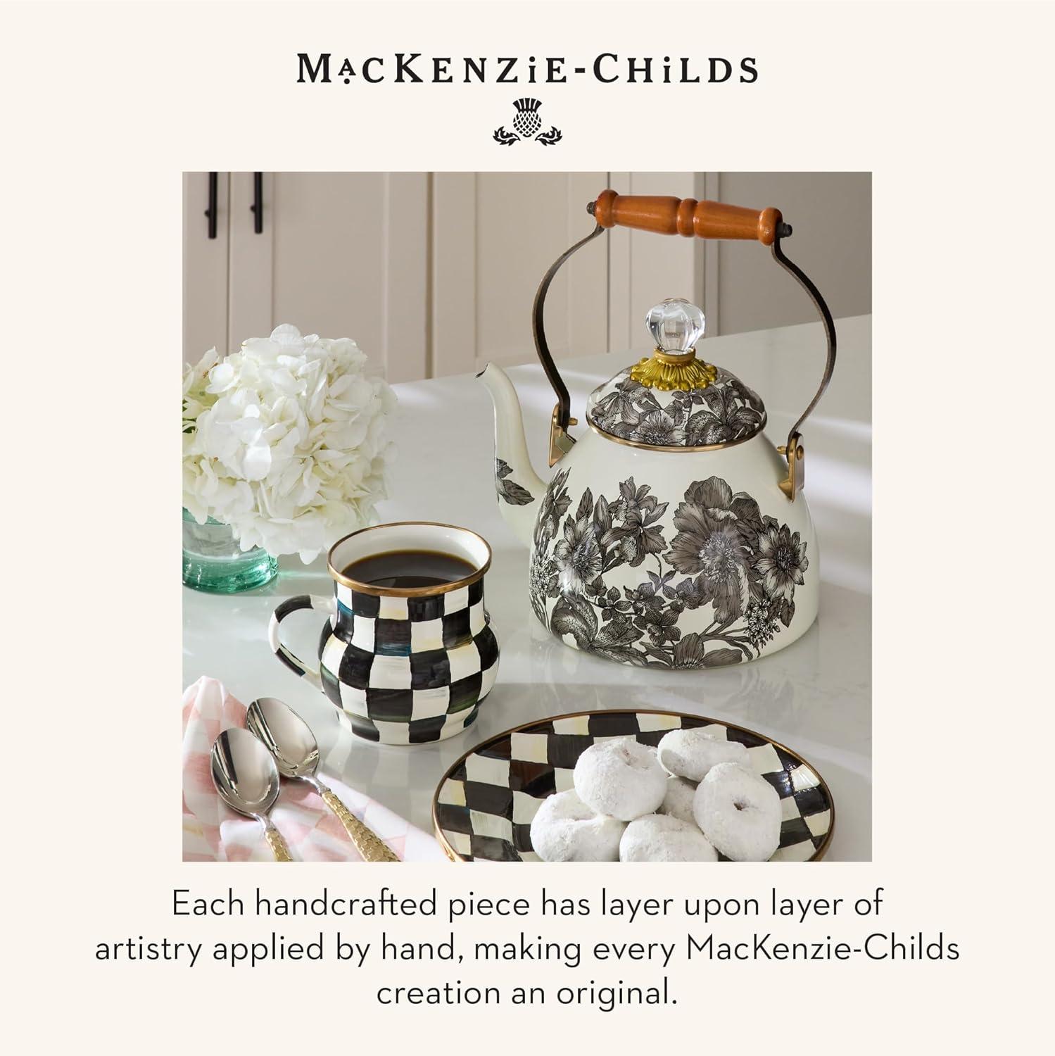 MacKenzie-Childs Sterling Check English Garden 2 Quart Tea Kettle
