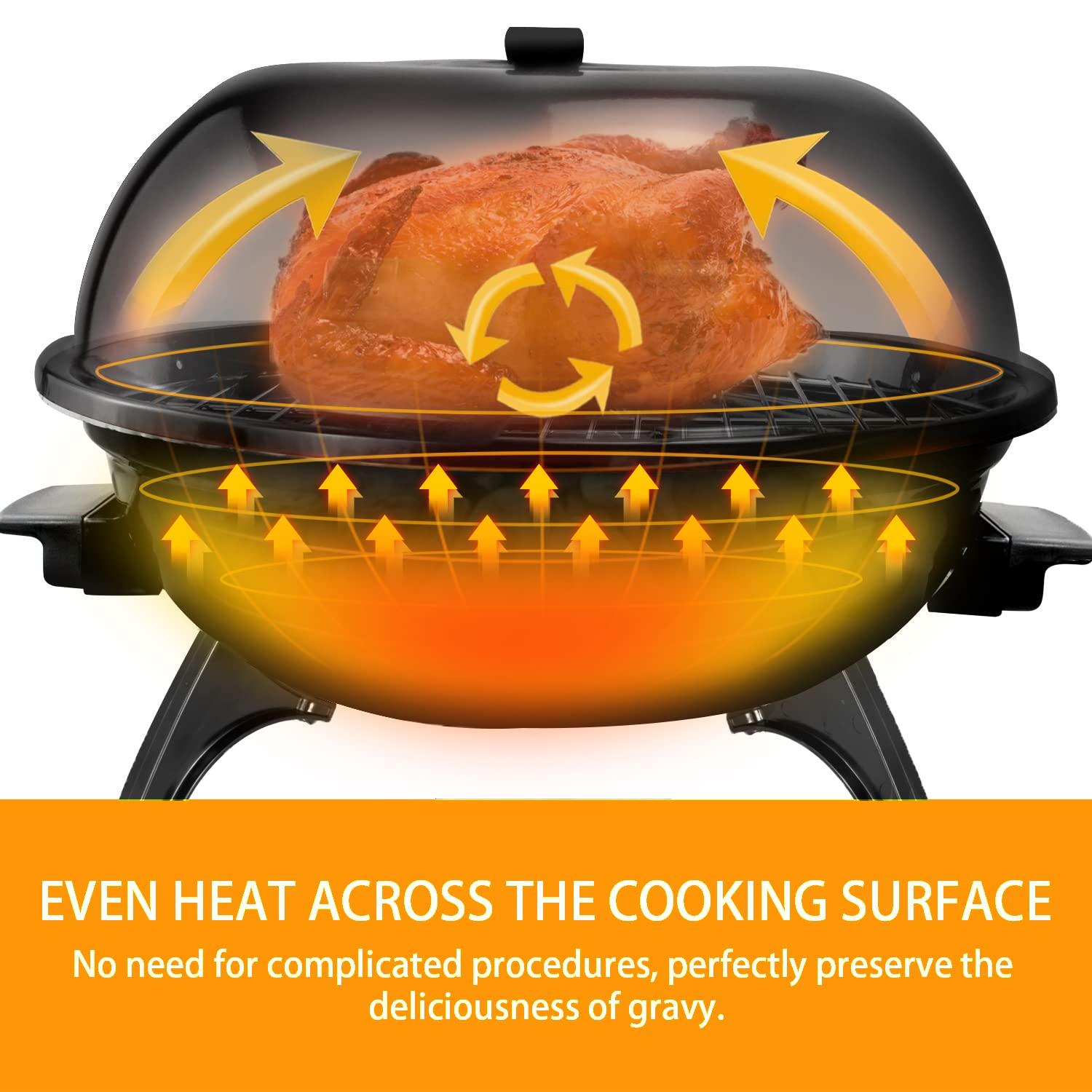 Techwood 1600W Electric Indoor Grill with Removable Stand and Double Layer Design