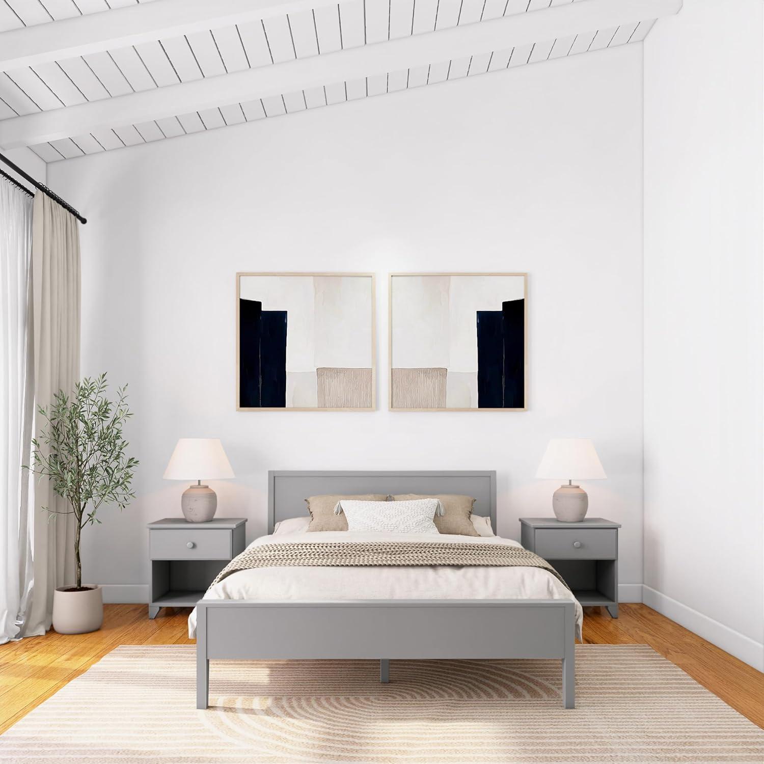 Plank+Beam Solid Wood Queen Bed Frame with Headboard, Modern Platform Bed for Adults