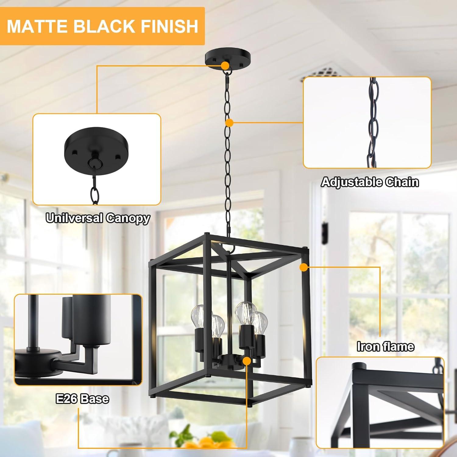 17 Stories Keya 4 - Light Iron Dimmable Lantern Geometric Chandelier