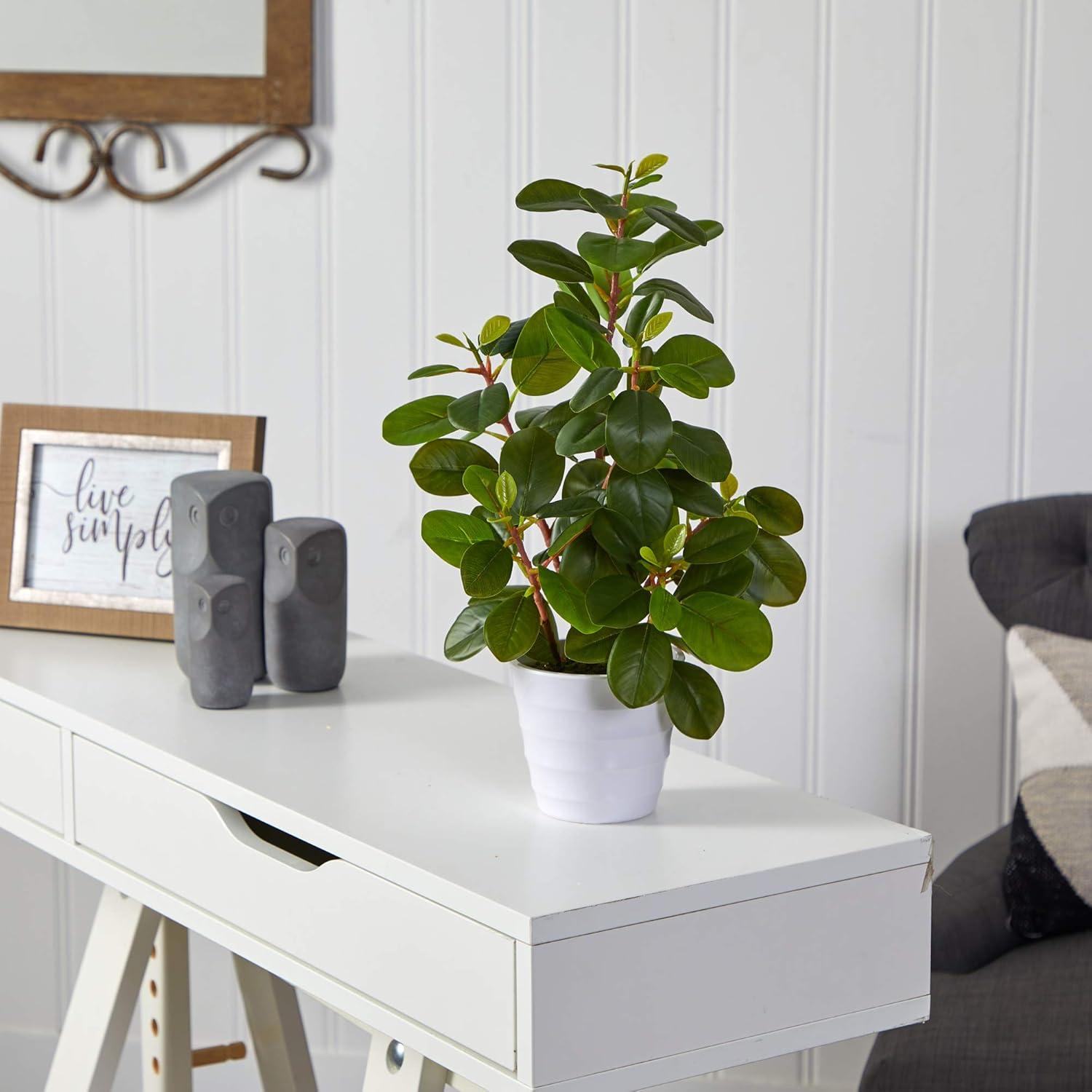 Nearly Natural 16-in Peperomia Artificial Plant in Decorative Planter