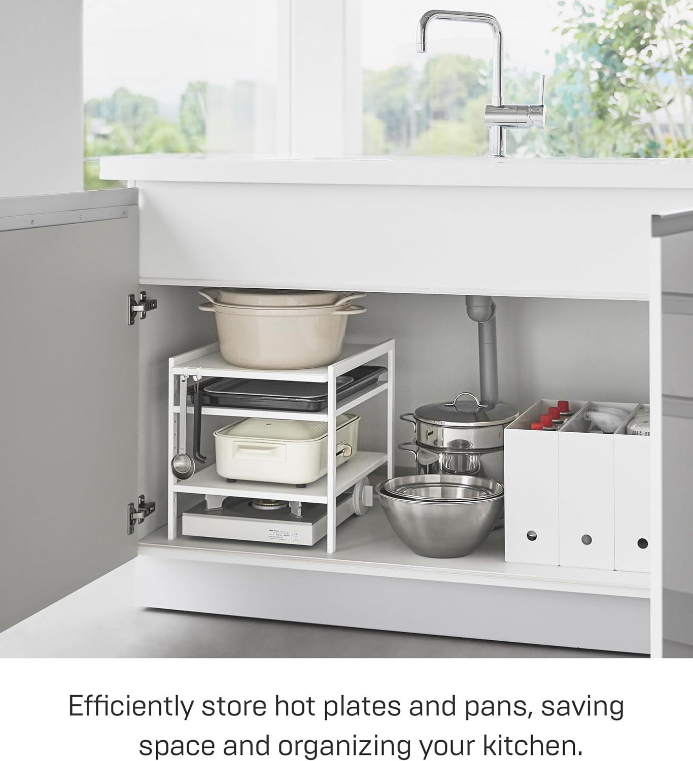 Yamazaki Home Yamazaki Home Three-Tier Cabinet Storage Rack, Steel, Adjustable