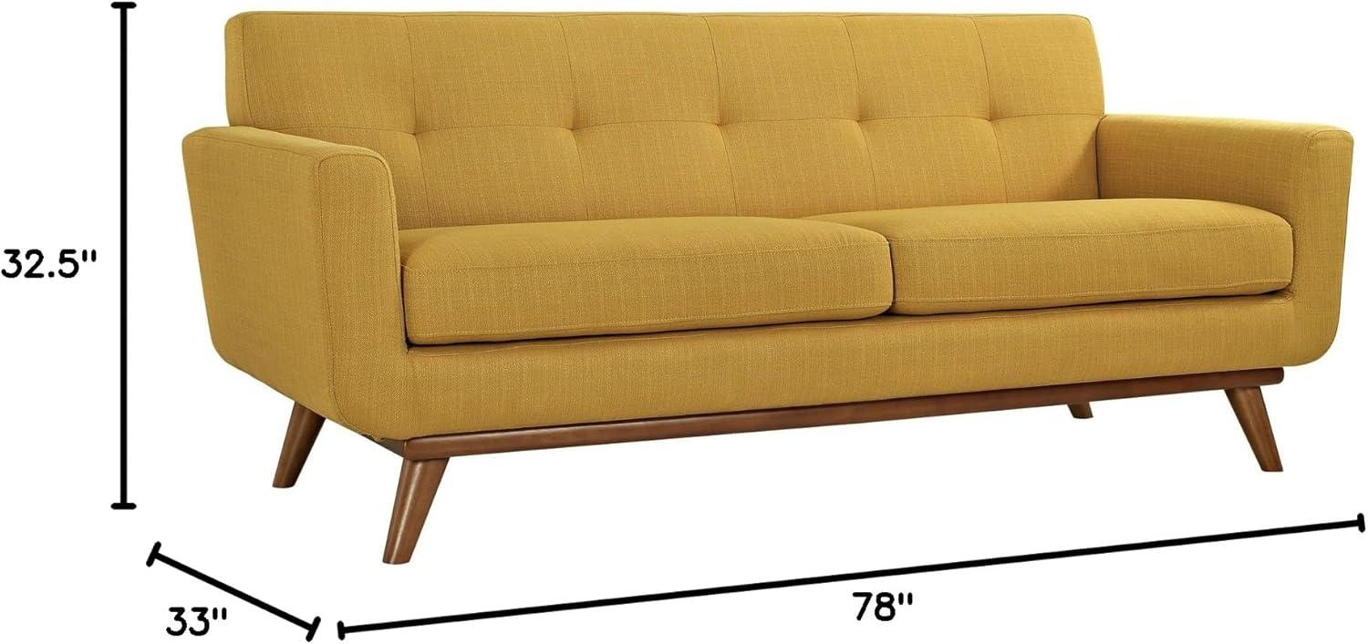 Modway Engage Modern Upholstered Fabric Loveseat in Citrus Yellow