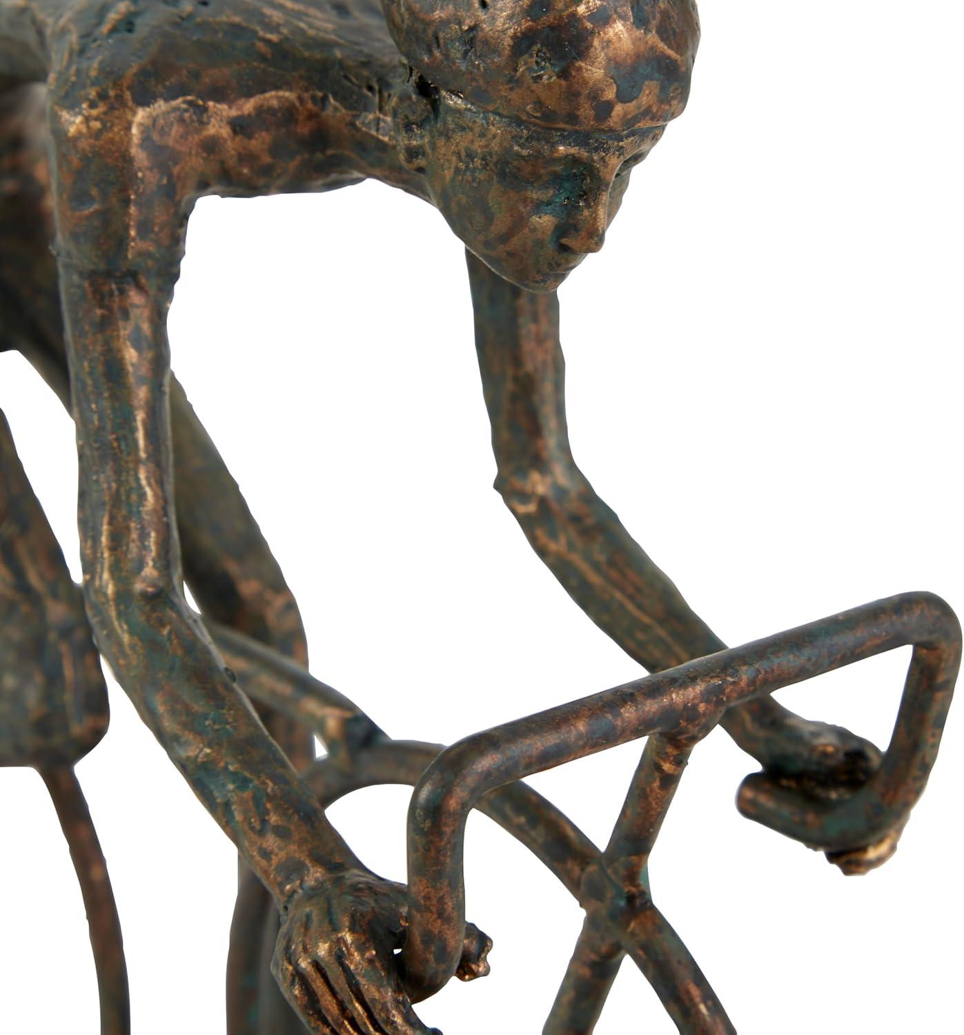 Bronze Cyclist 11" Metal Sculpture with Artistic Ambiance