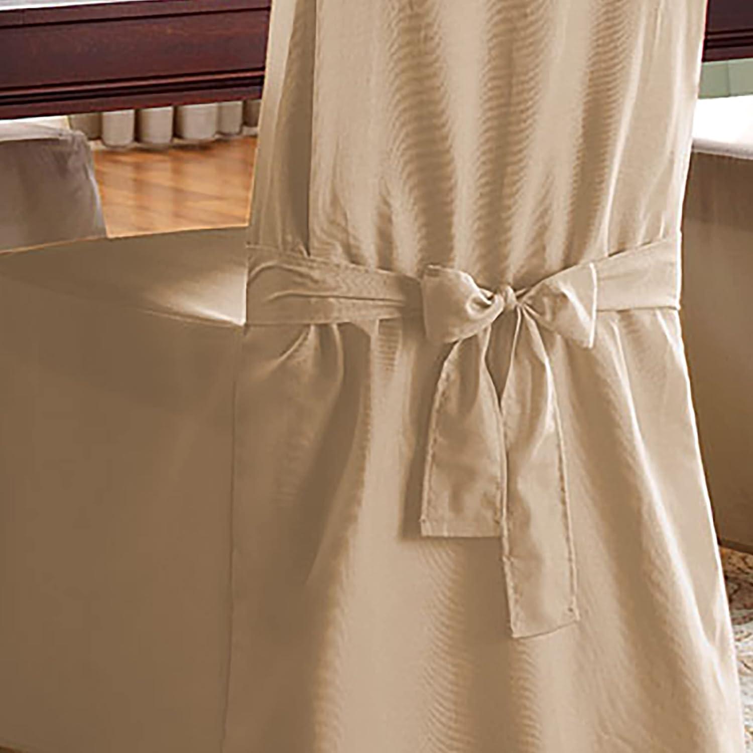 Duck Long Chair Slipcover Tan - Sure Fit: Cotton Duck, Stretch Fit, Indoor Use, Machine Washable