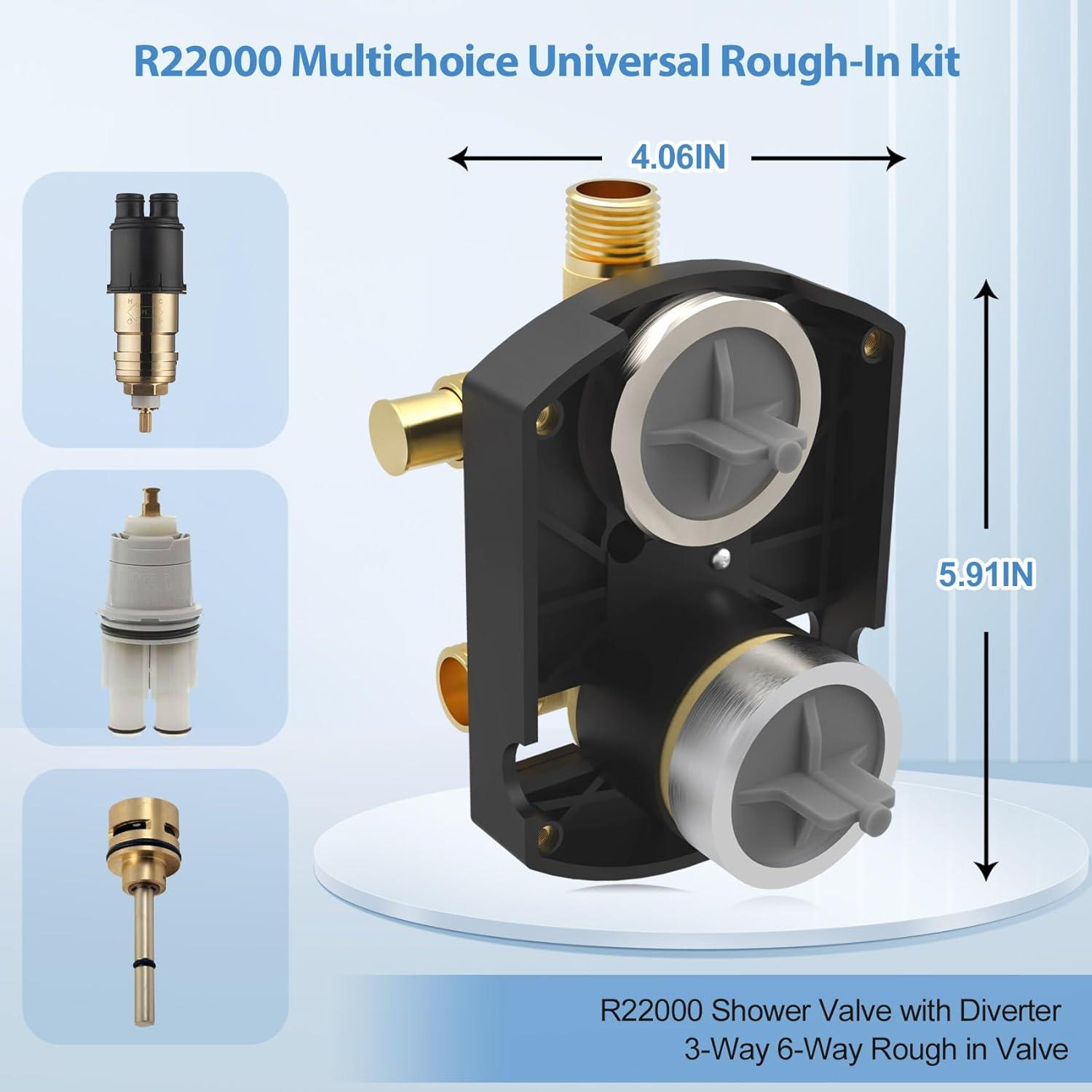 Brass Universal Shower Valve with Integrated Diverter