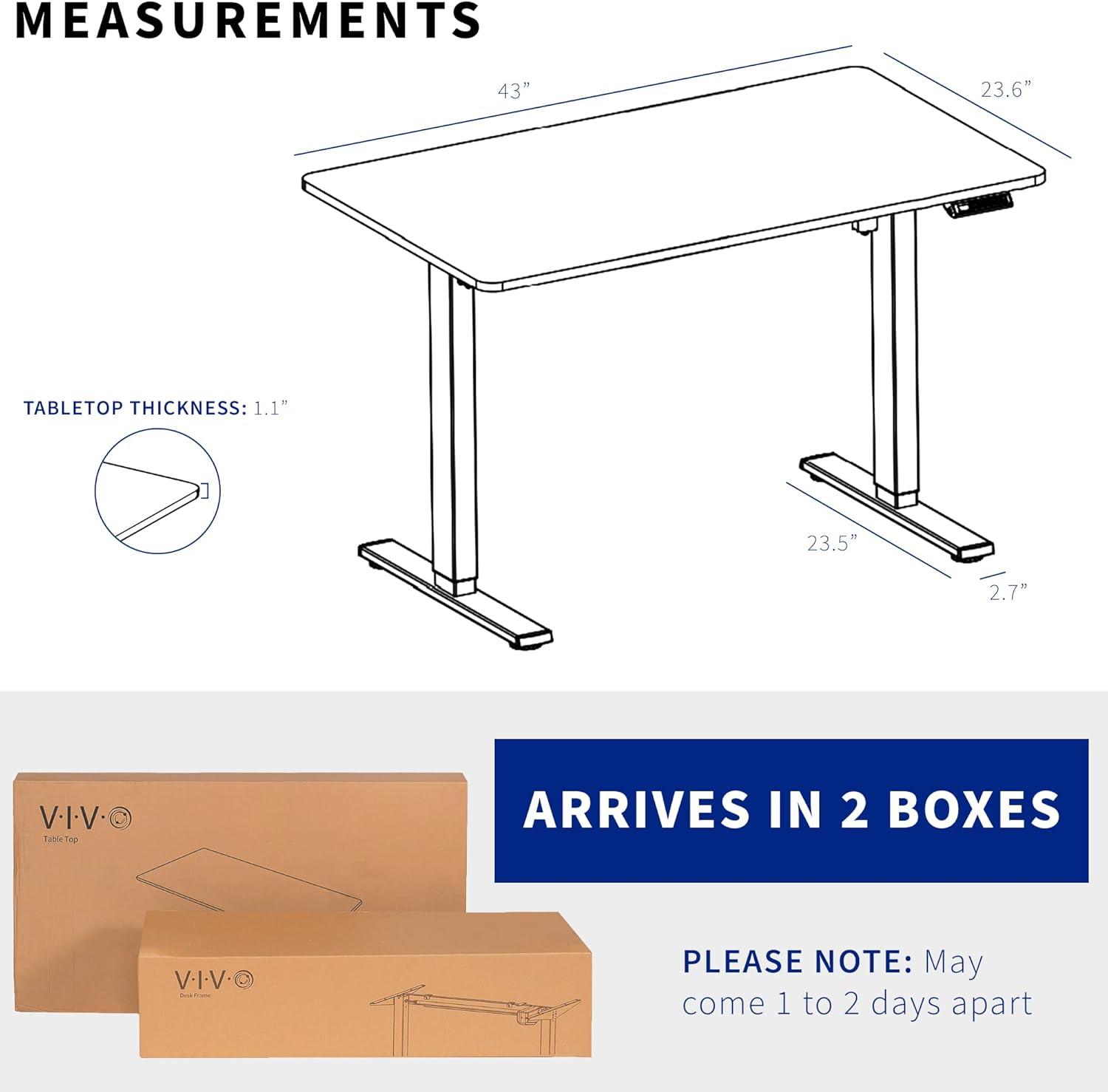 VIVO Single Motor Electric Desk with Push Button Memory Controller