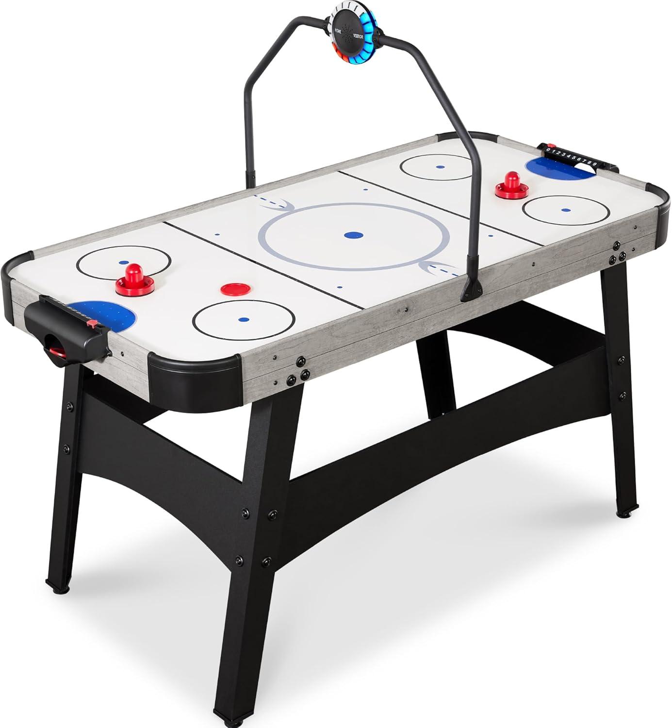 Best Choice Products 54in Air Hockey Game Table w/ LED Lights, Scoreboard, Powerful Motor - Gray