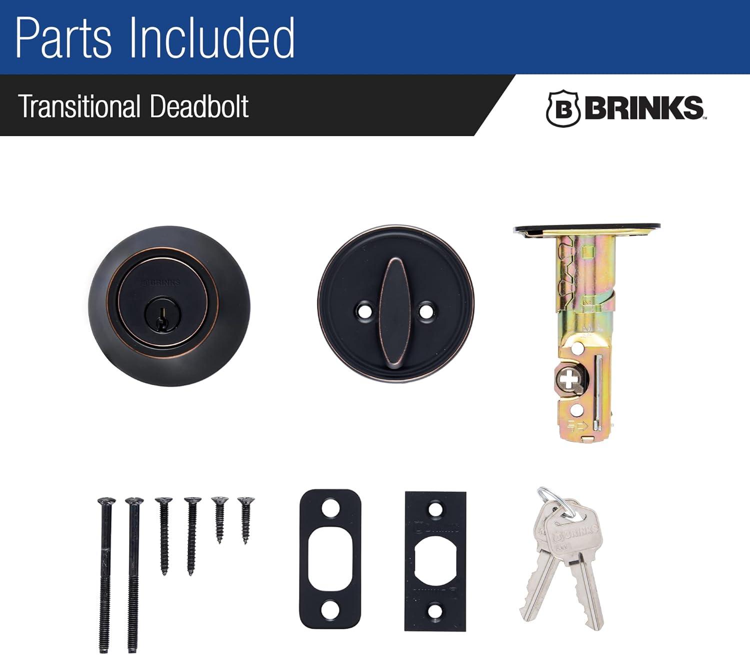 Brinks E2401 Cerrojo de Entrada con Llave de un Solo Cilindro Raleigh de la Colección Transicional