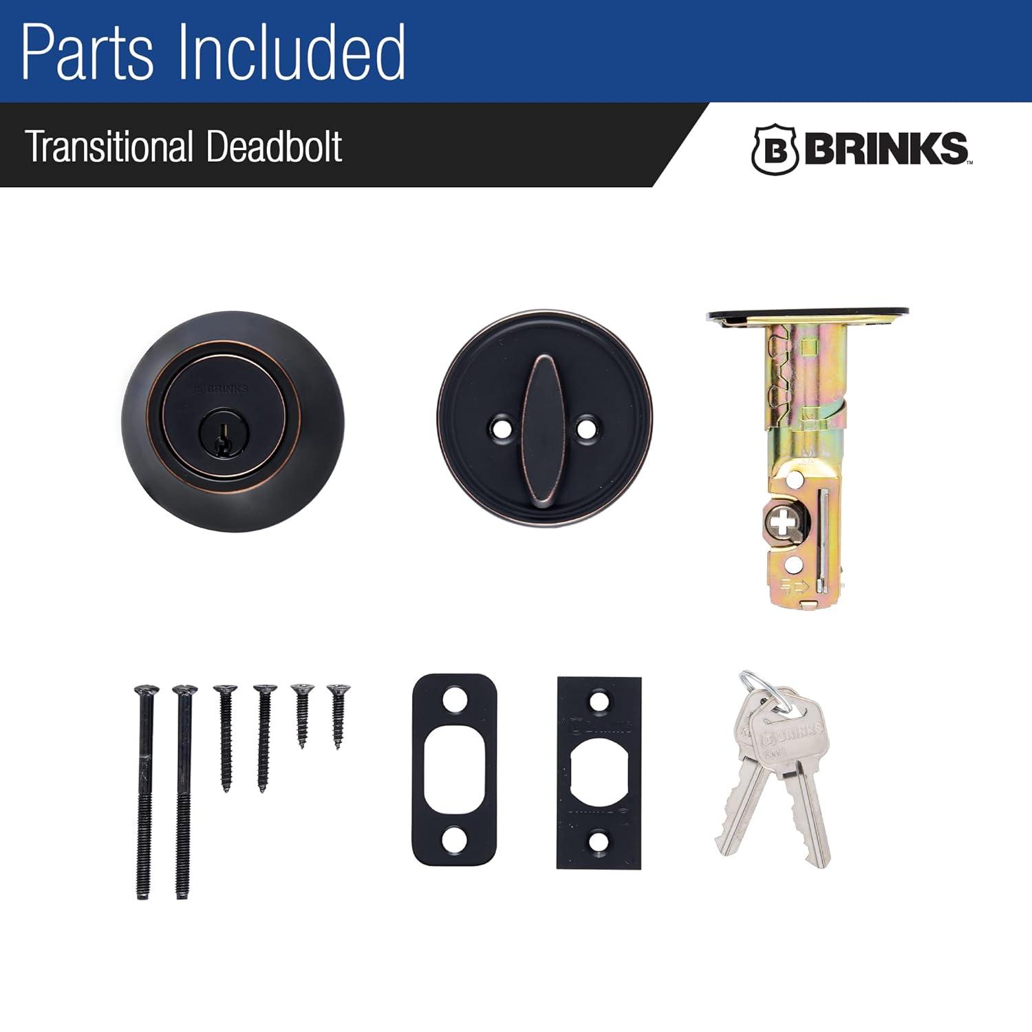 Brinks E2401 Cerrojo de Entrada con Llave de un Solo Cilindro Raleigh de la Colección Transicional