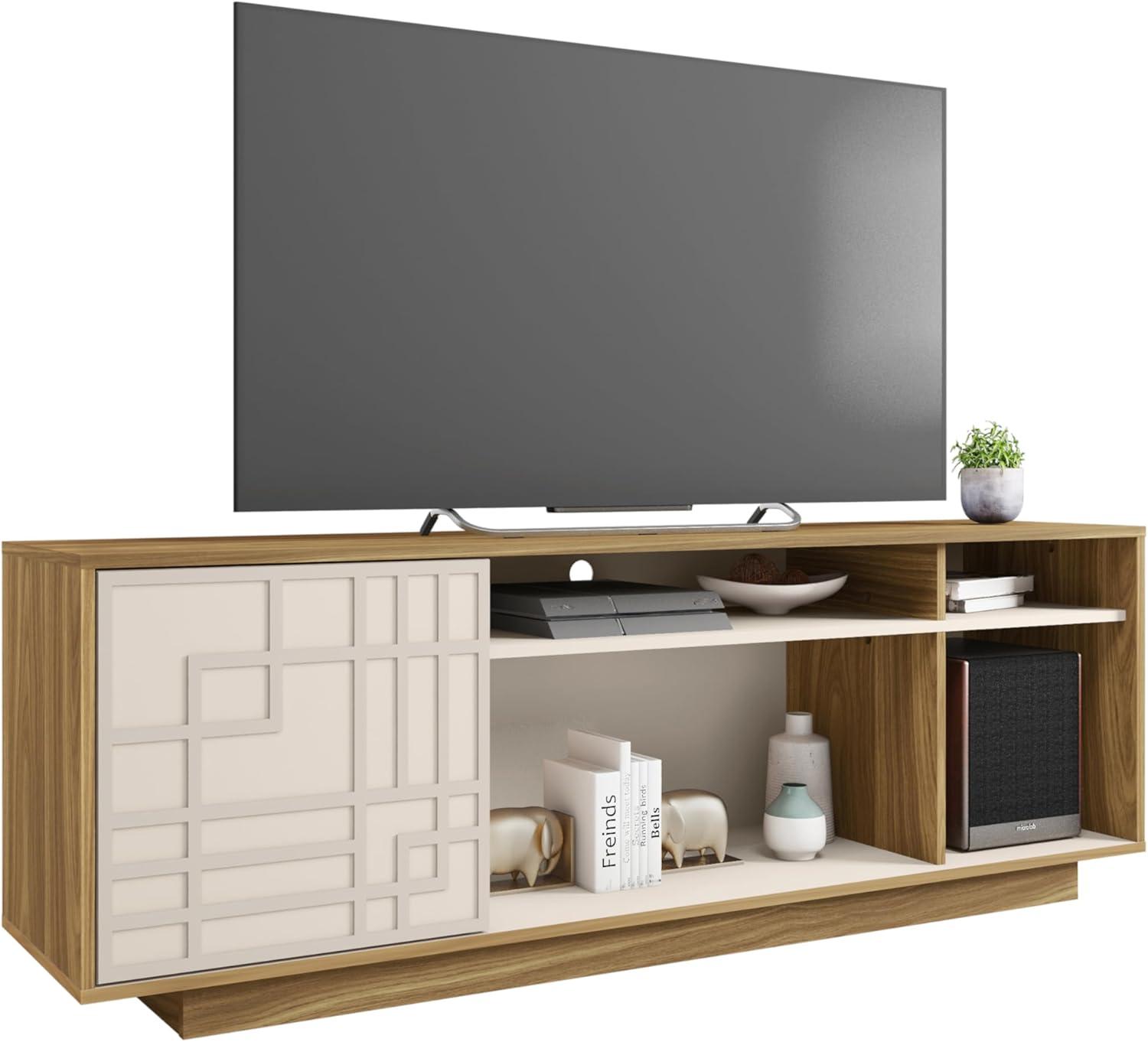 Techni Mobili Contemporary TV Stand for TVs up to 70" Oak: Modern Entertainment Center with Storage, Cable Management