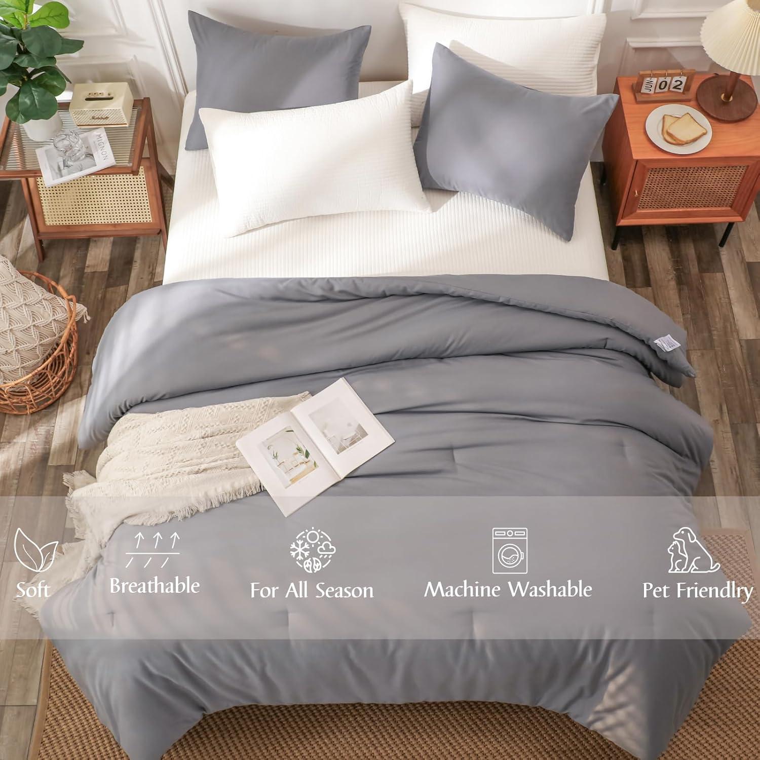 SPRINDAY Queen Comforter Set For Adult, 3 Piece Sage Green Comforter Sets & Bedding For All Season