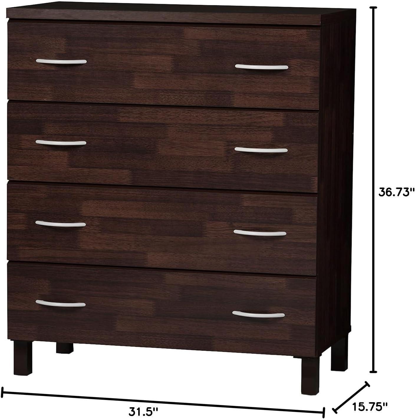 Mayson Modern and Contemporary Wood 4 Drawer Storage Chest Oak Brown Finish - Baxton Studio