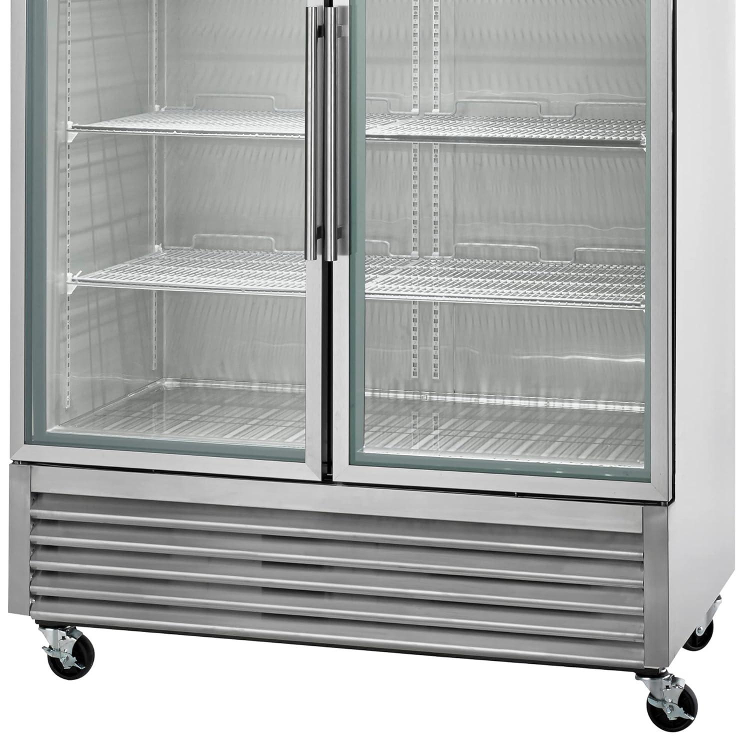 Arctic Air AGR49 Two Door Glass Reach-In Refrigerators, 2 doors 6 shelves, 33DF to 41DF, 49 cu. ft, Stainless Steel