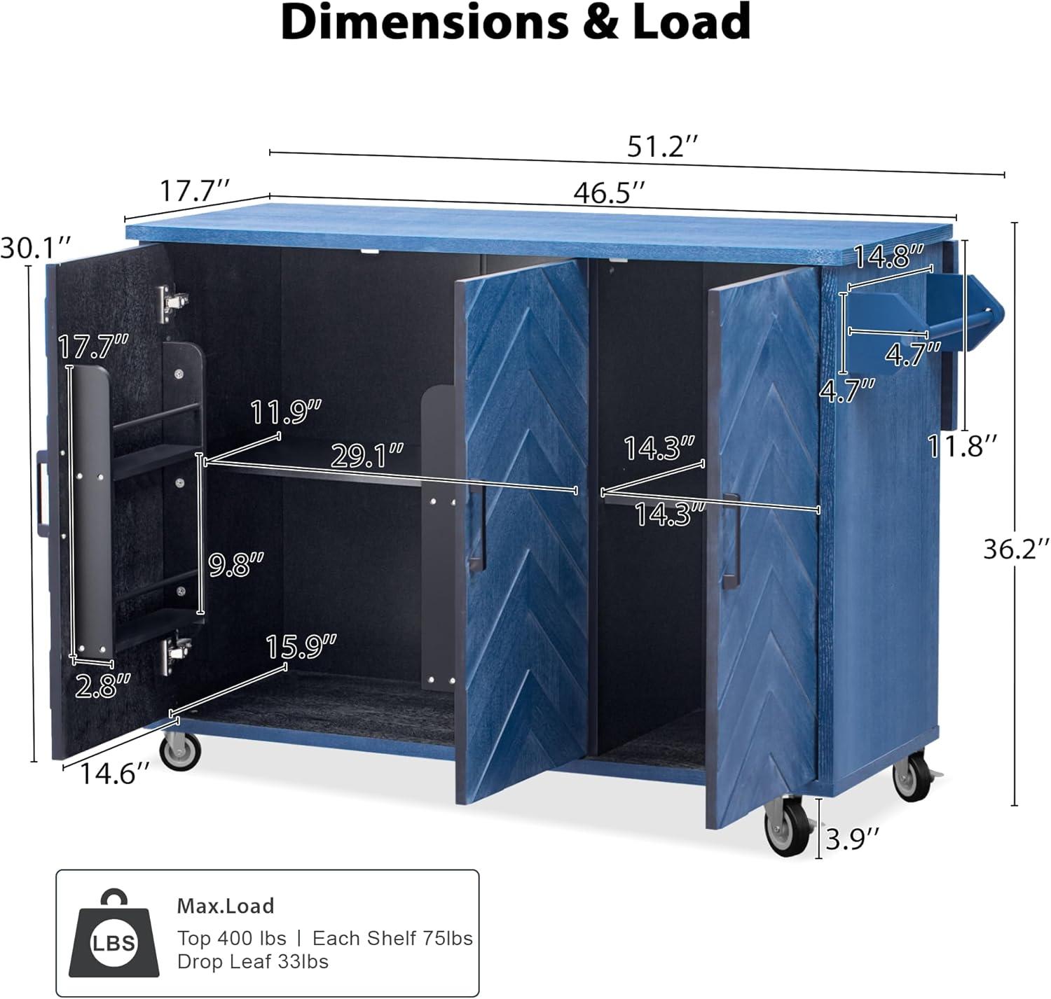 Ball & Cast Kitchen Island with Internal Storage Rack & Drop Leaf,Rolling Kitchen Cart W/Adjustable Shelves and Towel Rack,for Dining Room,Home,Bar,Champagne