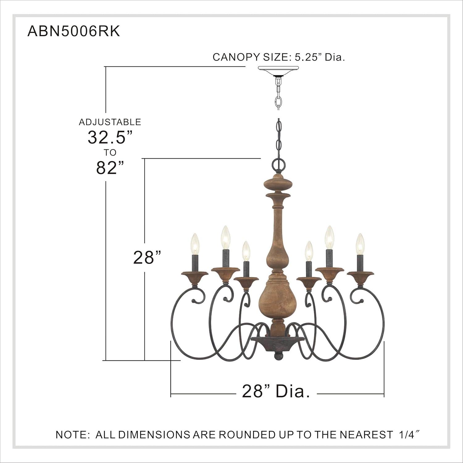 Quoizel Lighting Auburn 6 - Light Chandelier in  Rustic Black