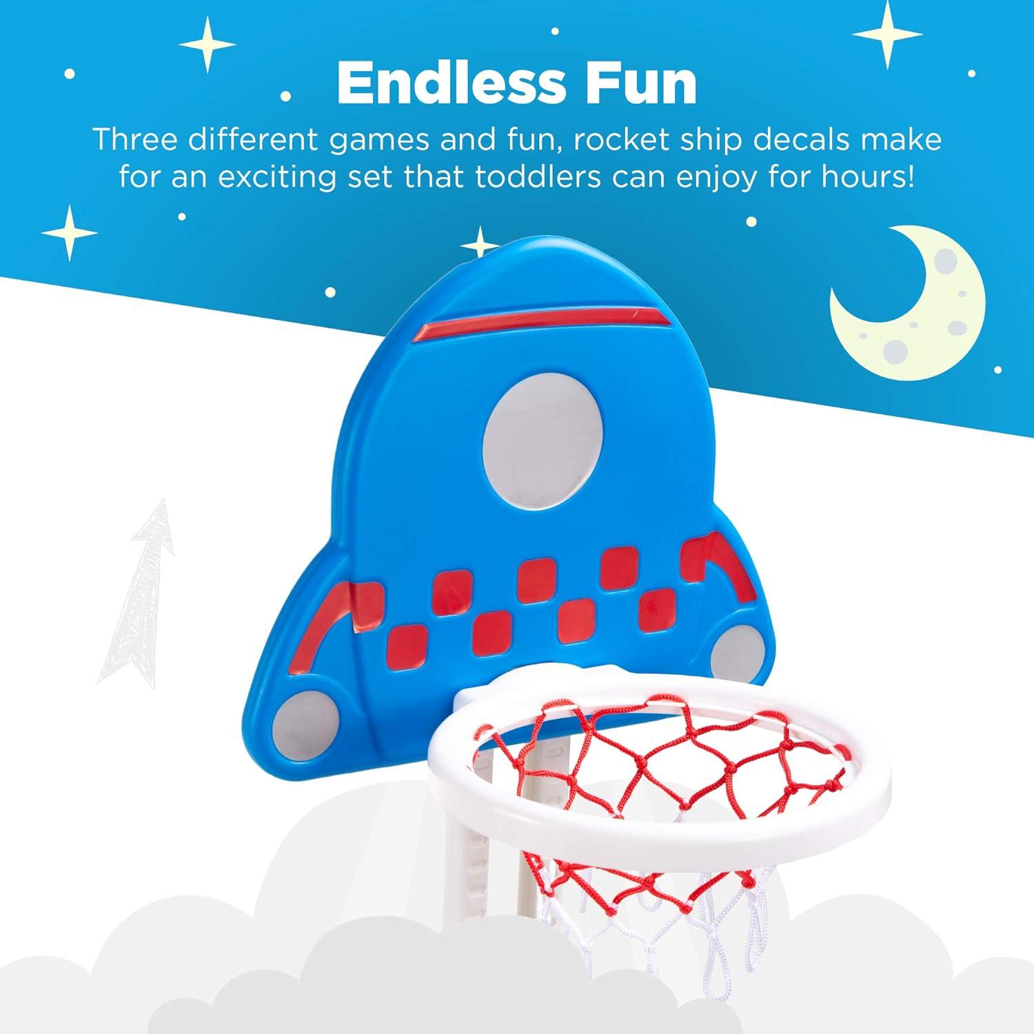 Best Choice Products 3-in-1 Toddler Basketball Hoop Sports Activity Center Grow With Me Play Set w/ Soccer, Ring Toss