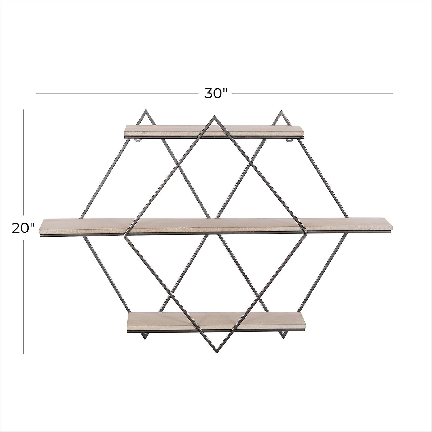 DecMode Brown Wood Contemporary Wall Shelf