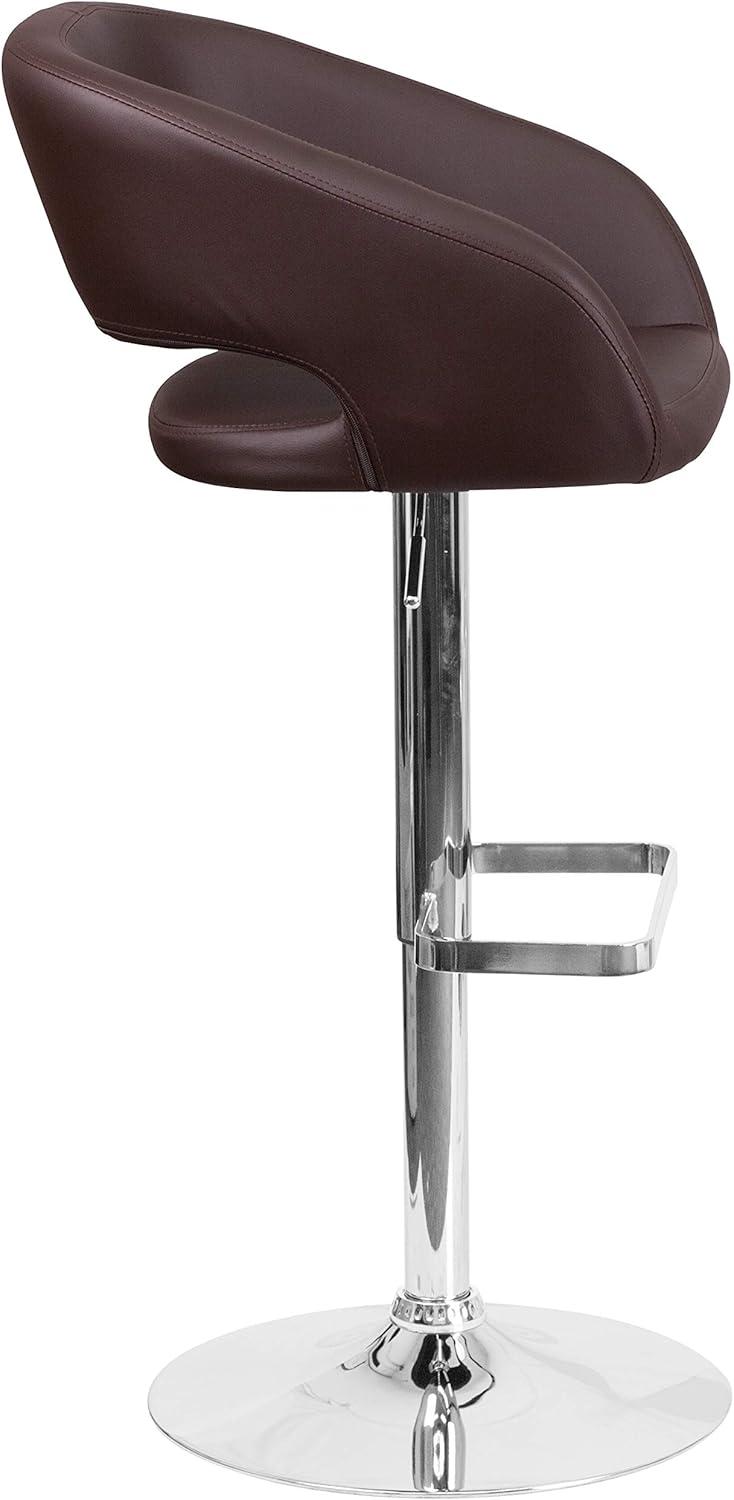 Flash Furniture Contemporary Vinyl Adjustable Height Barstool with Rounded Mid-Back