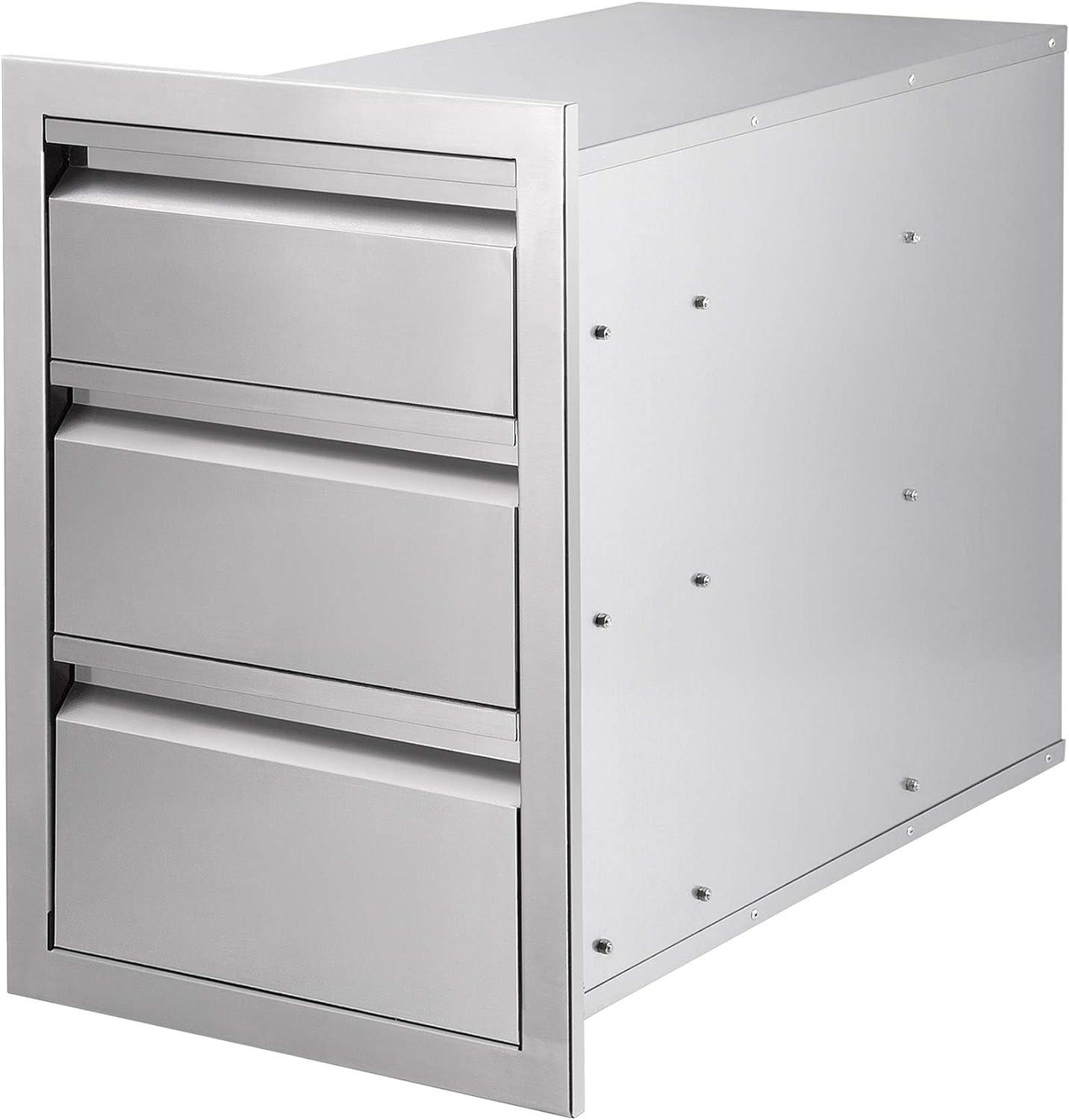 14 x 20 x 23.2 inch Outdoor Kitchen Cabinet, Stainless Outdoor BBQ Drawers