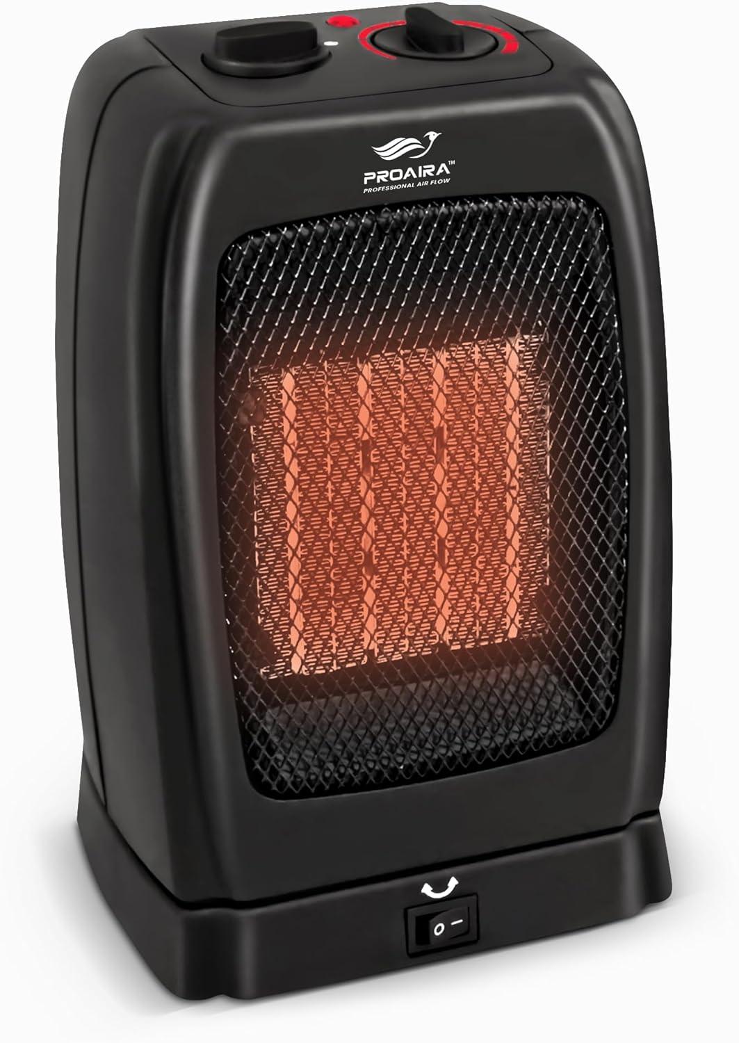 Proaira 750 Watt 2730 BTU Electric Compact Space Heater with Adjustable Thermostat