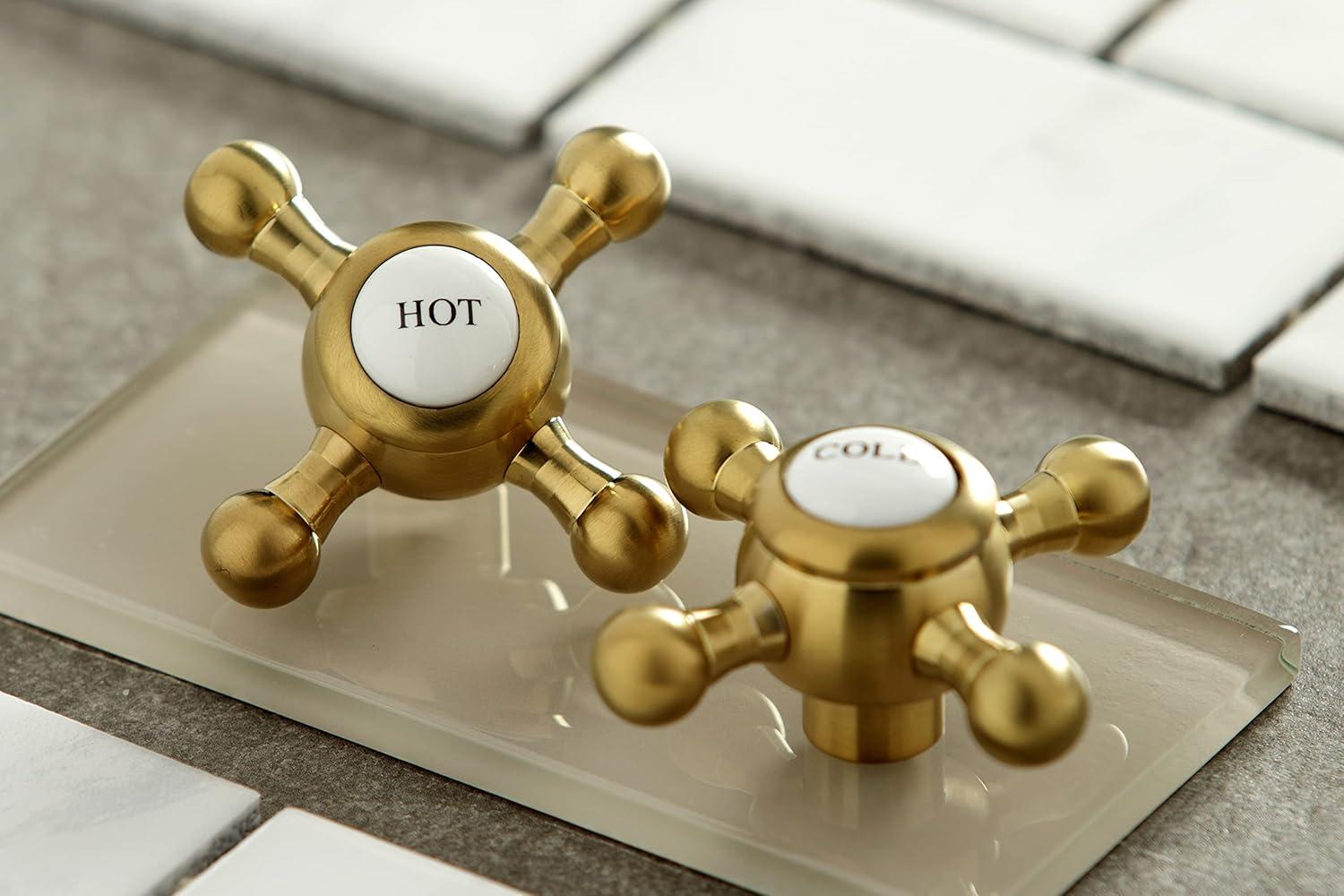 Kingston Brass Metropolitan Two-Handle 3-Hole Deck Mount Widespread Bathroom Faucet with Brass Pop-Up Drain