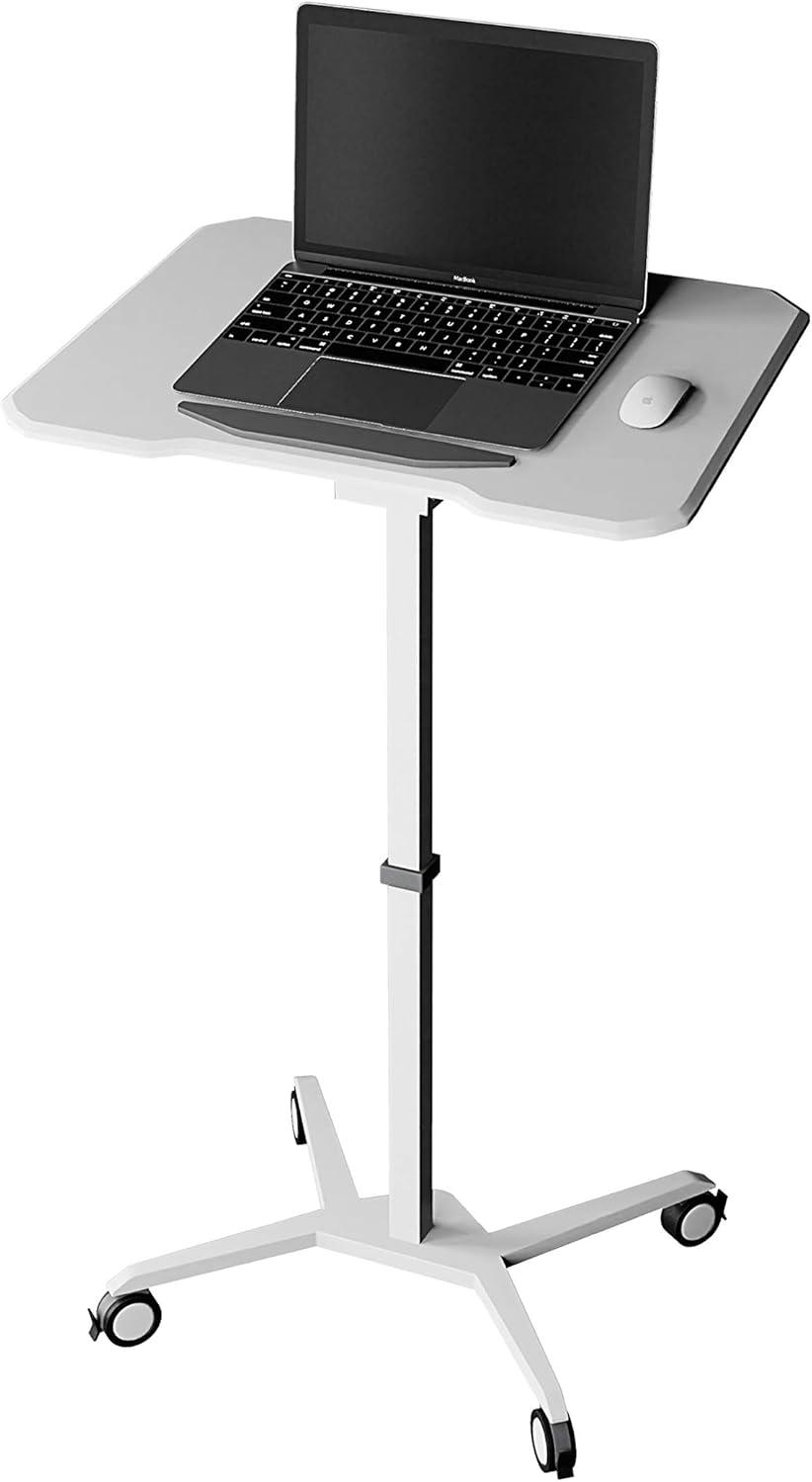 Sit To Stand Mobile Laptop Computer Stand with Height Adjustable White - Techni Mobili