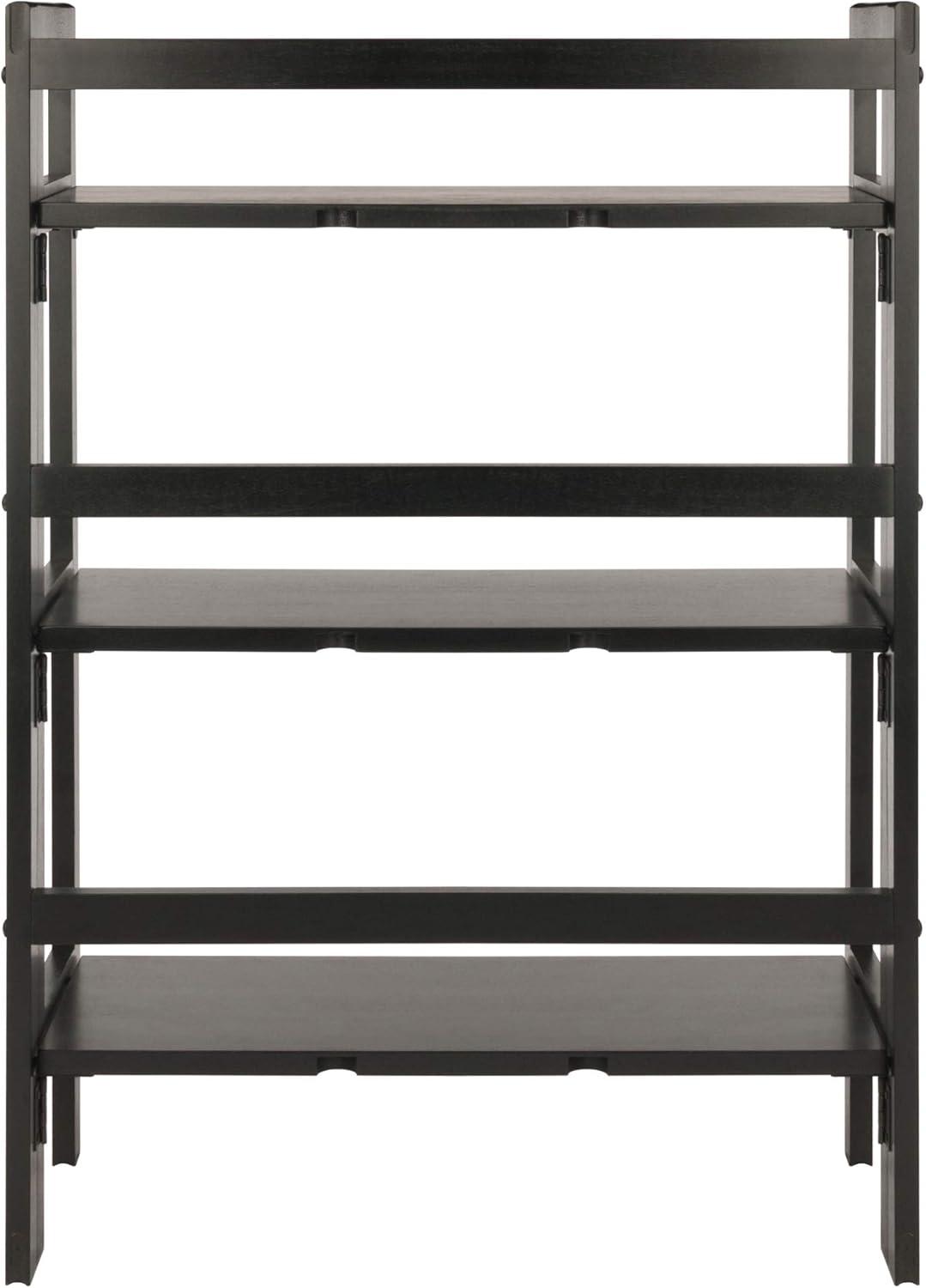 Black Beechwood Stackable 3-Tier Folding Shelf