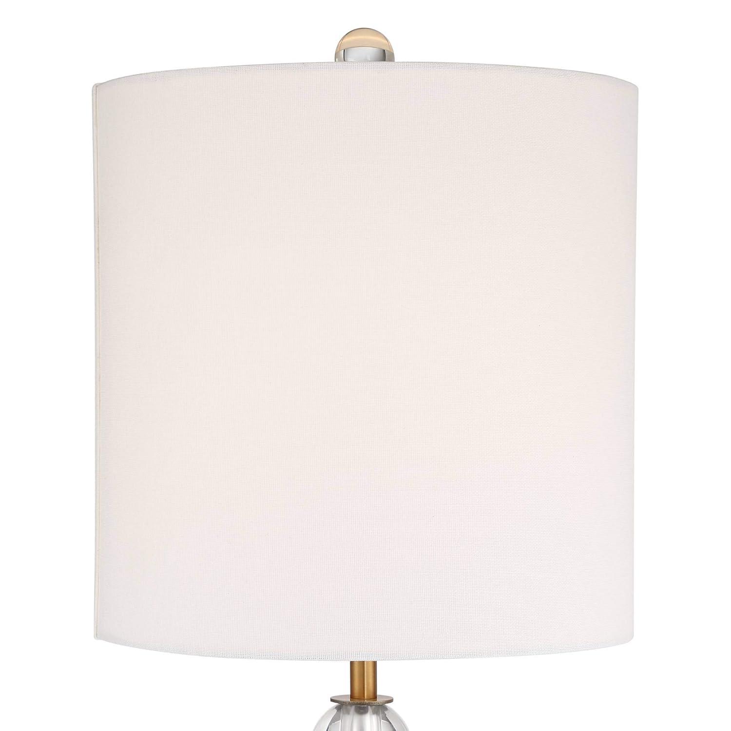 Vienna Full Spectrum Halston Art Deco Buffet Table Lamp 32 1/2" Tall Crystal Ball Brass Metal Off White Fabric Drum Shade for Bedroom Living Room Kids