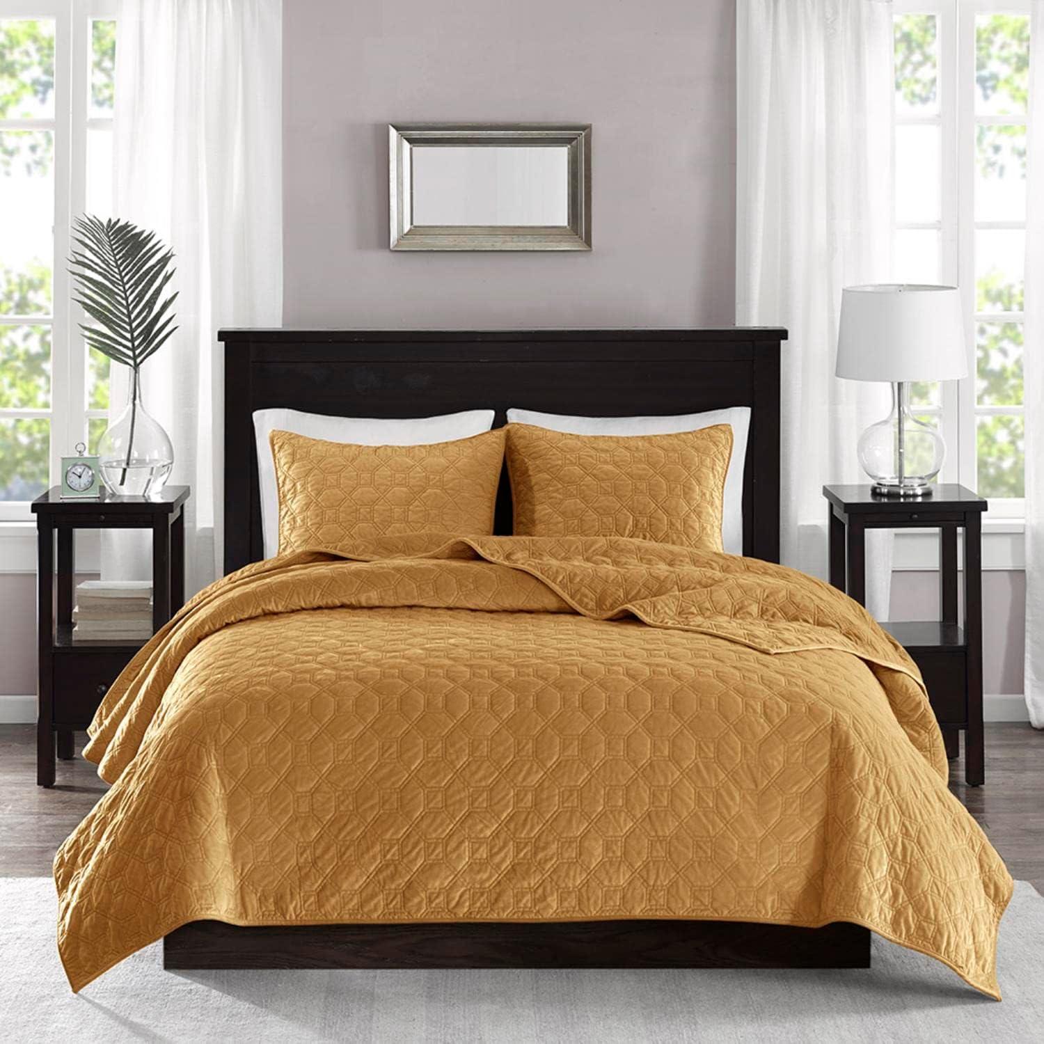 Madison Park Mercer Faux Velvet Reversible Coverlet Set