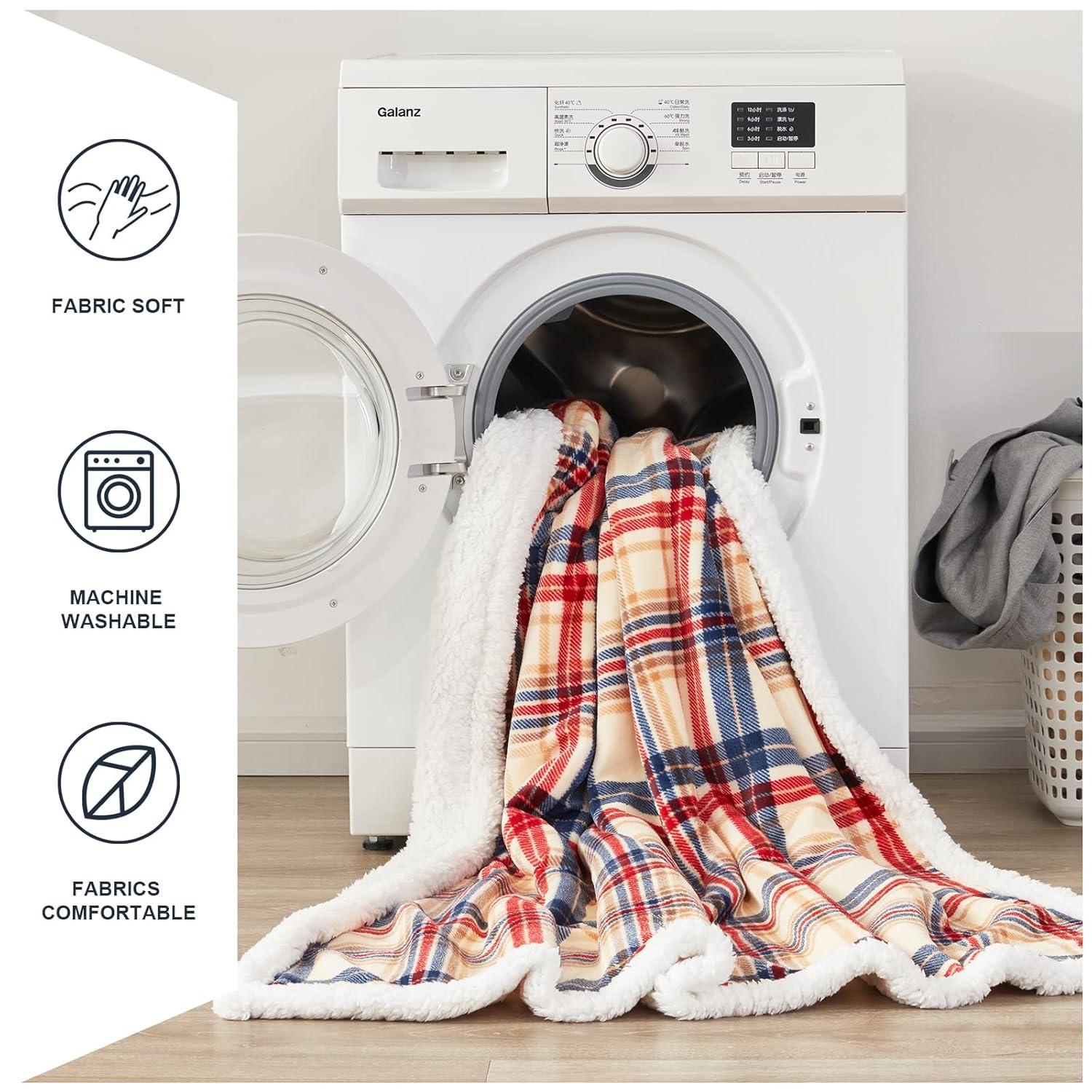 inhand Sherpa Throw Blanket Plaid Checkered Warm Blanket for Couch, Bed, Sofa Reversible Fluffy Flannel Fleece Blanket and Throw for Adults, Women, Men, Ideal for Christmas (Dark Red, 50”x 60”)