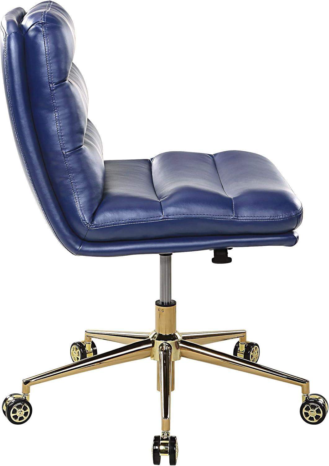 Legacy Office Chair in Navy Faux Leather with Gold Base