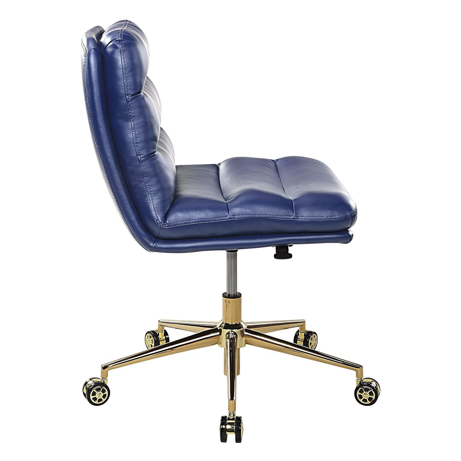 Legacy Office Chair in Navy Faux Leather with Gold Base